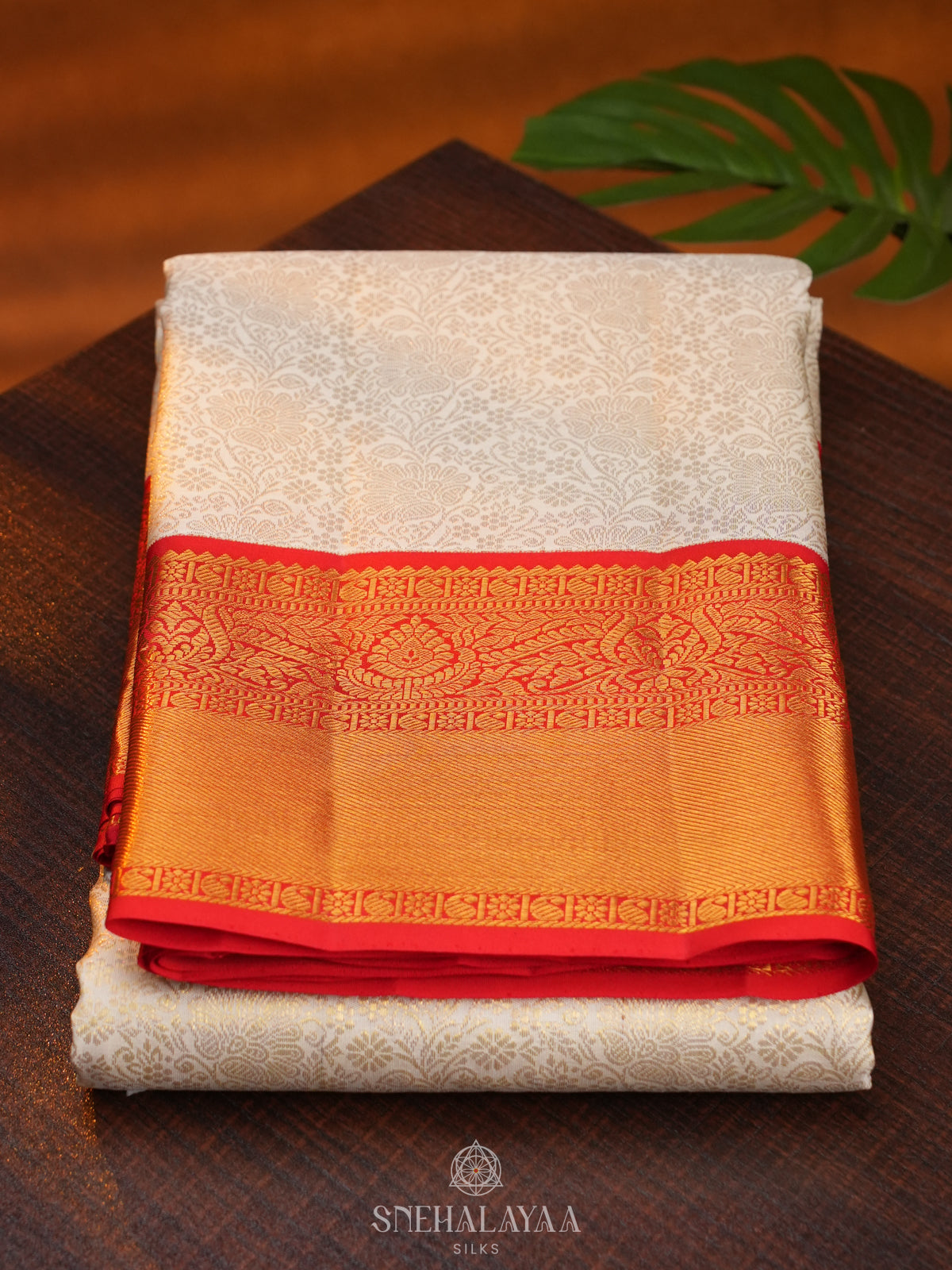 White Kanjivaram Silk Saree