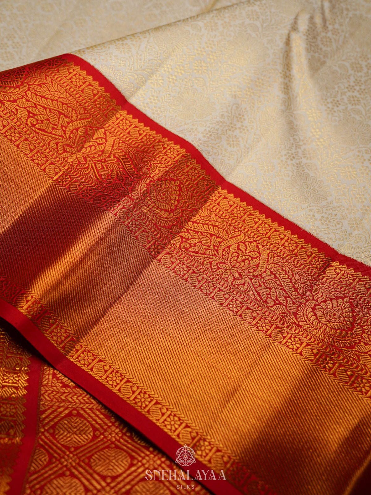 White Kanjivaram Silk Saree