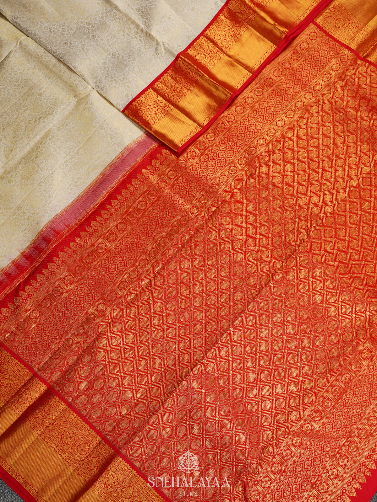 White Kanjivaram Silk Saree