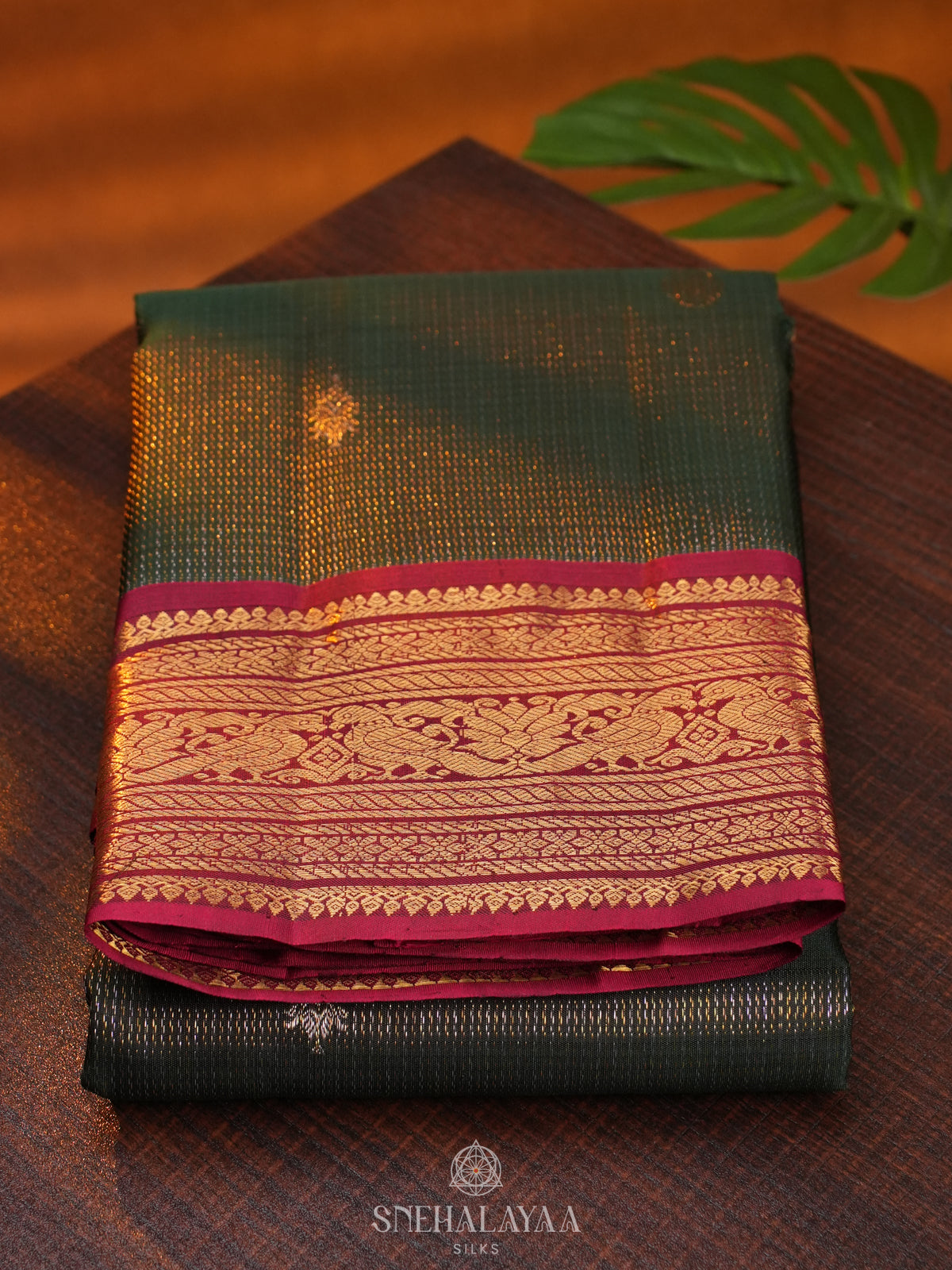 Forest Green Kanjivaram Silk Saree