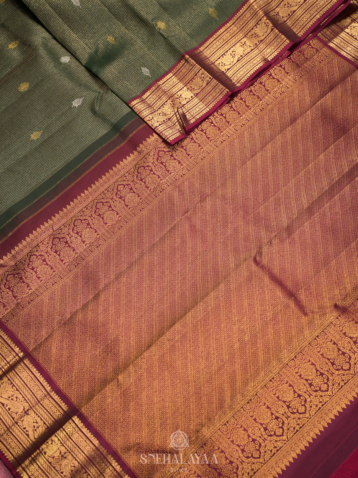 Forest Green Kanjivaram Silk Saree