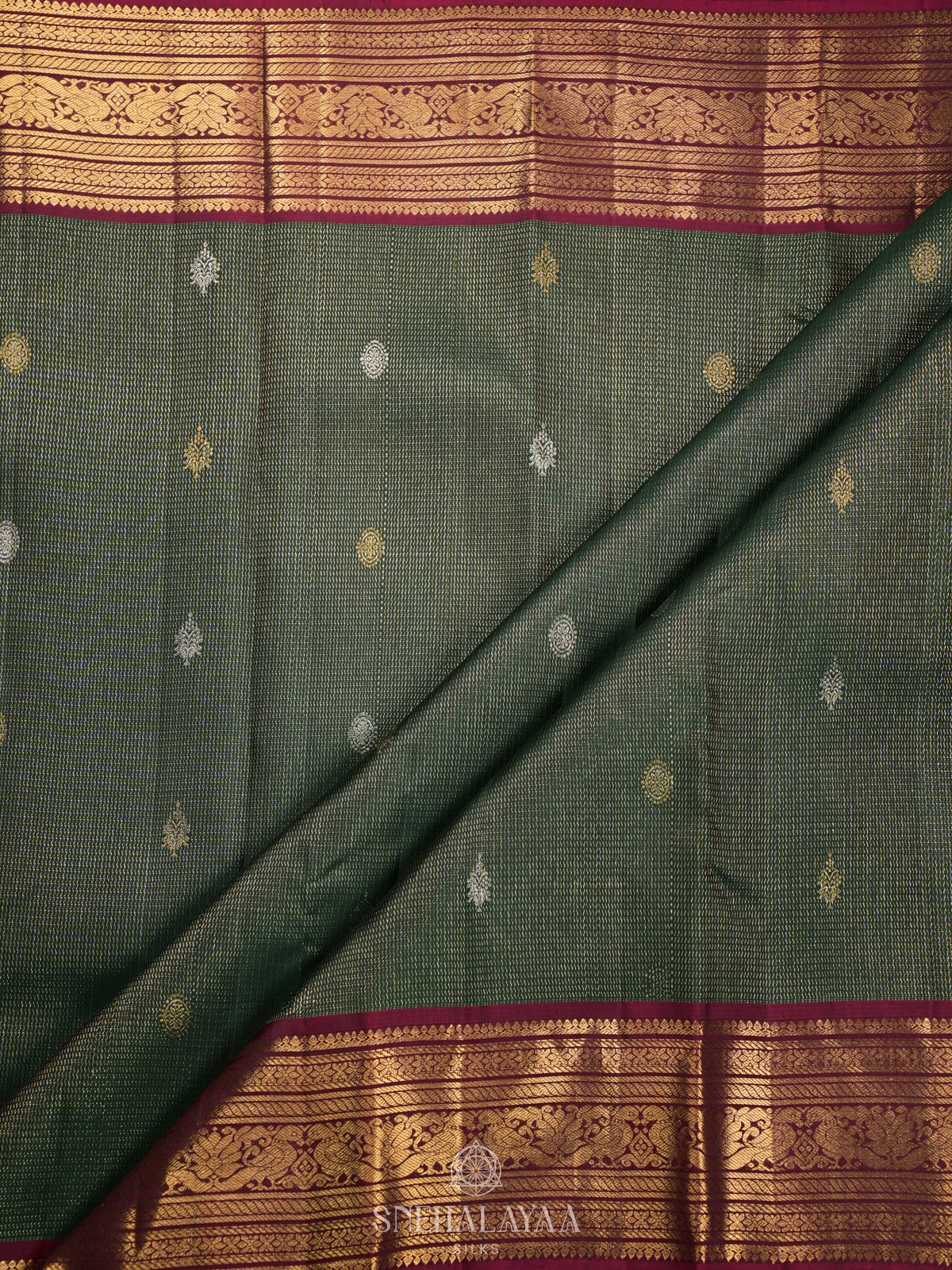 Forest Green Kanjivaram Silk Saree