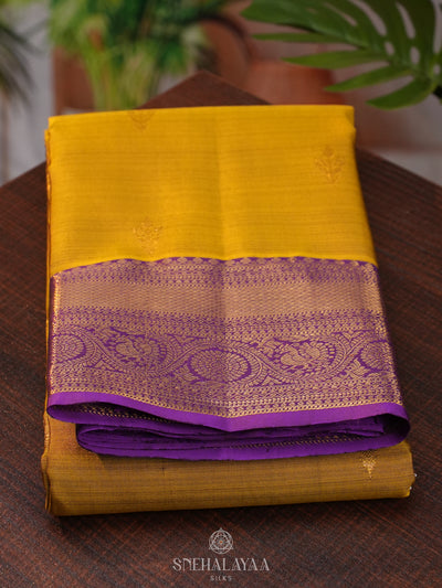 Mustard Yellow Kanjivaram Silk Saree