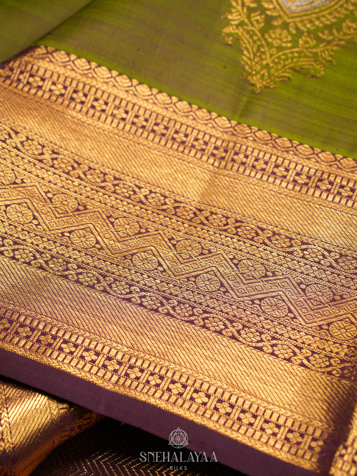 Olive Green Kanjivaram Silk Saree