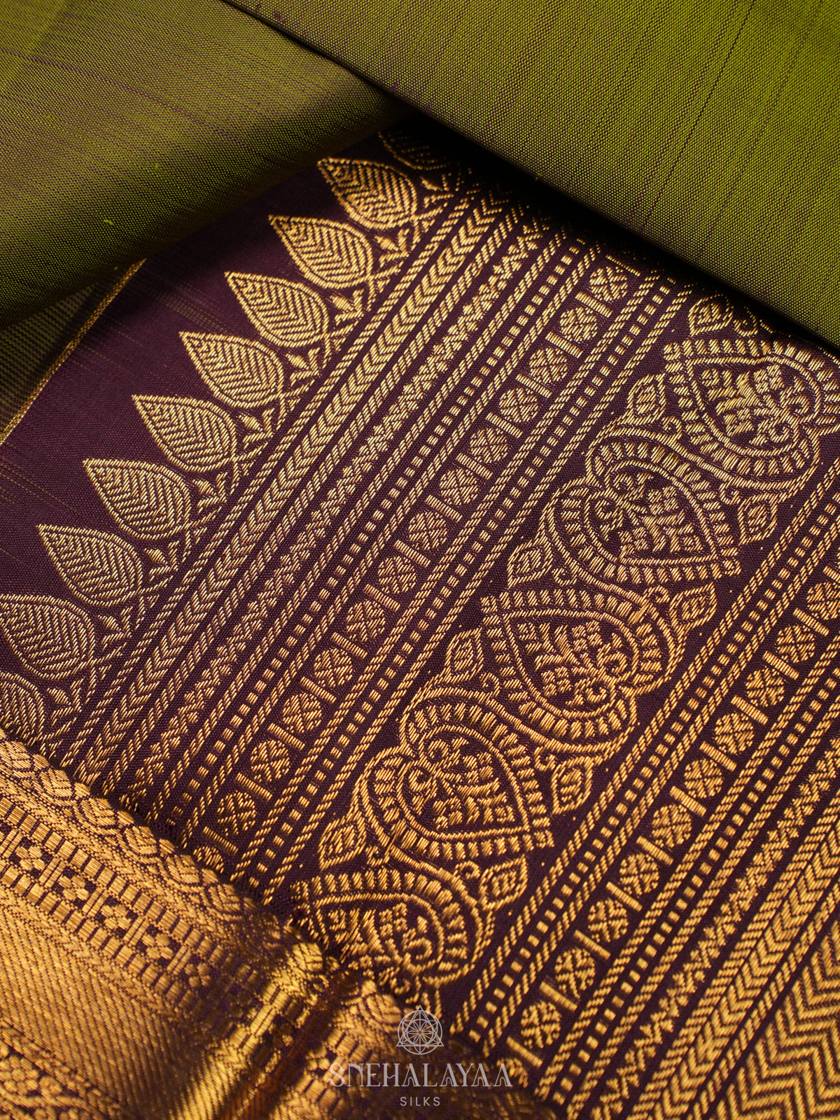 Olive Green Kanjivaram Silk Saree