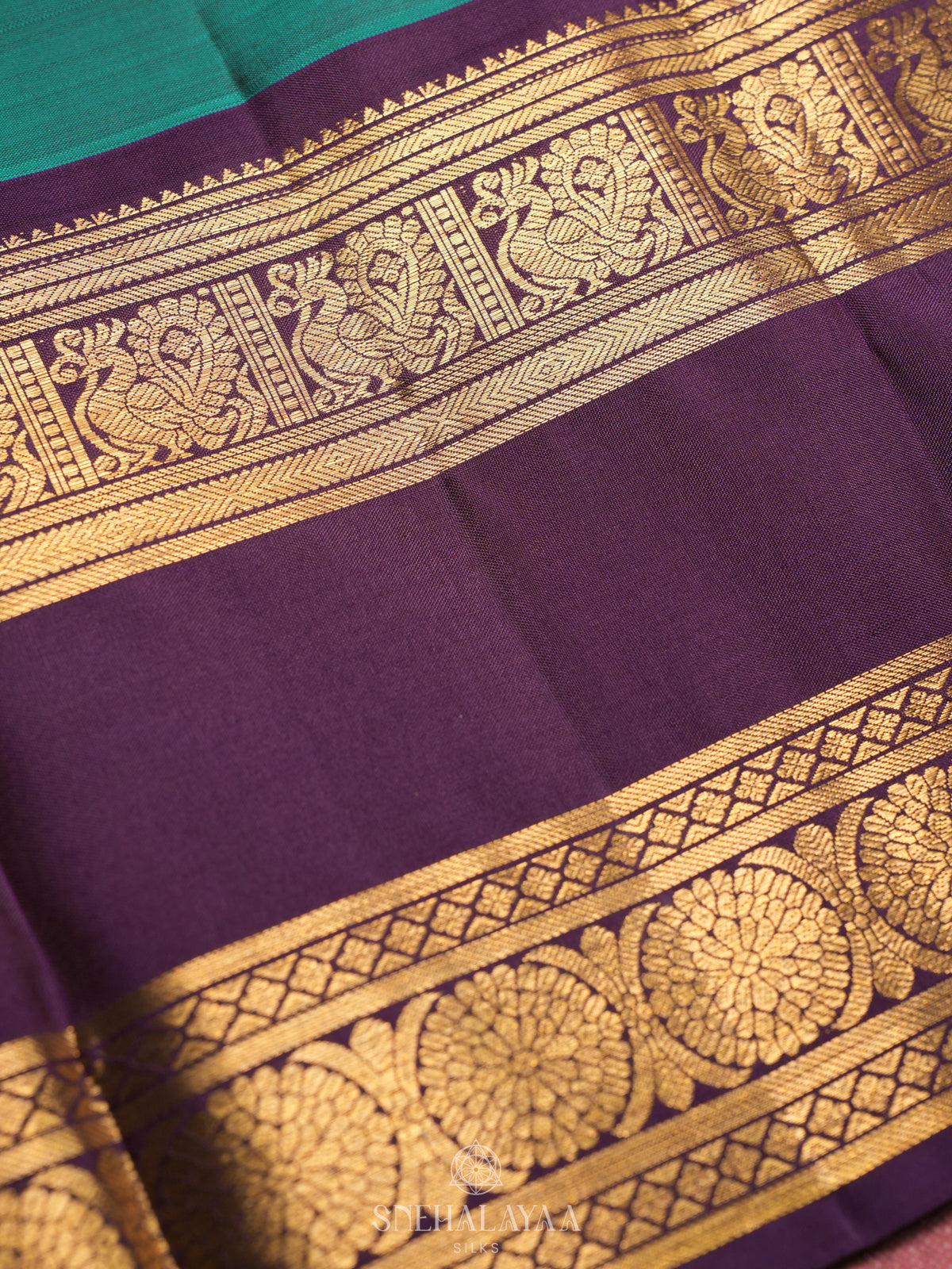 Teal Green Kanjivaram Silk Saree