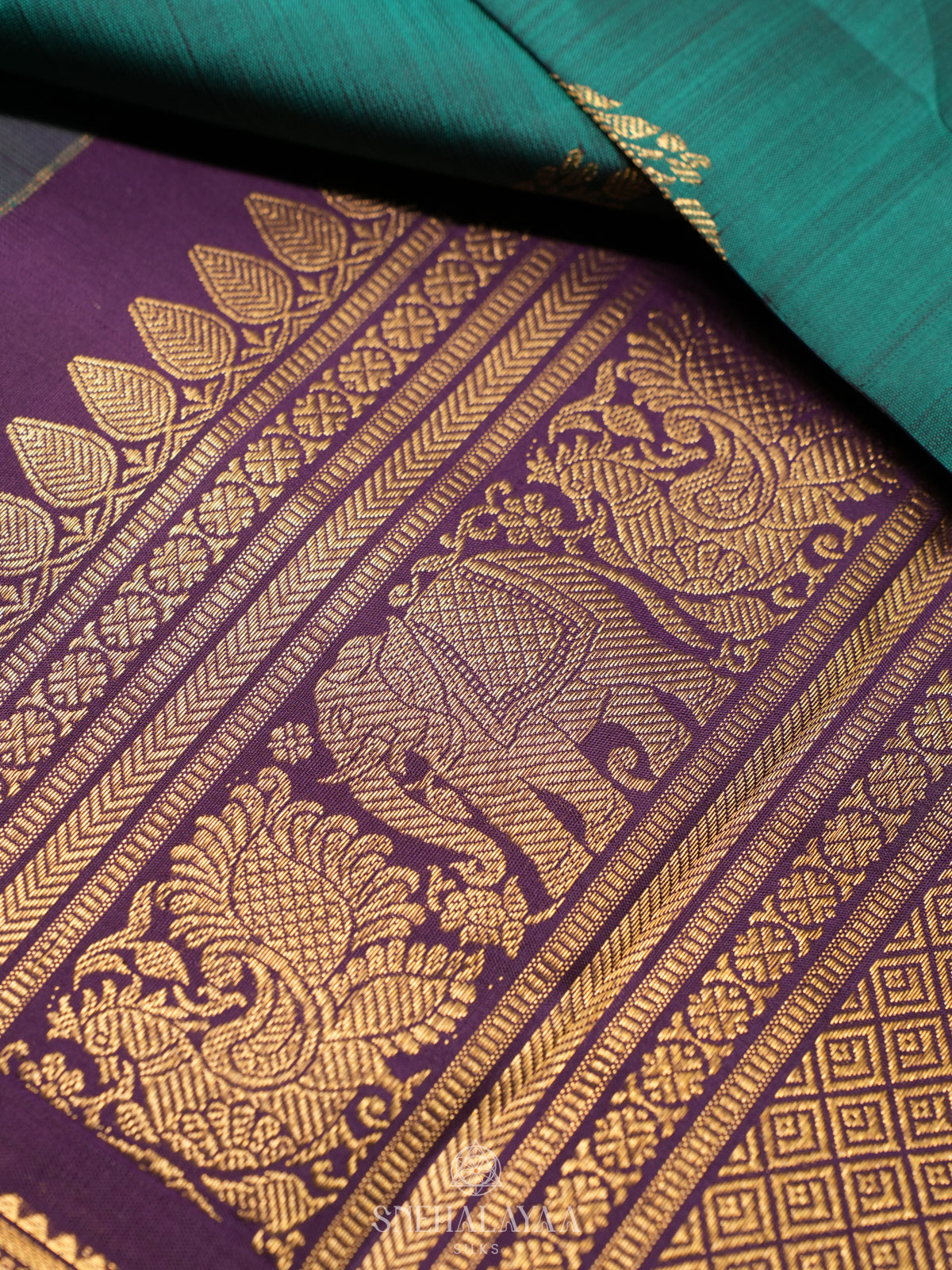 Teal Green Kanjivaram Silk Saree