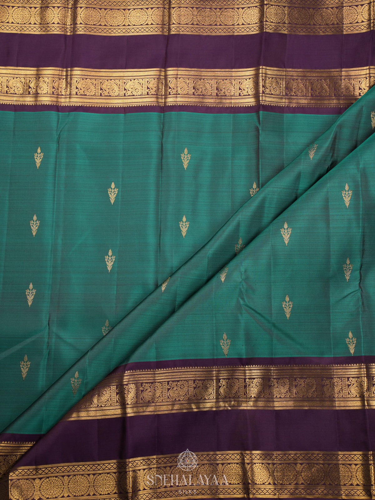 Teal Green Kanjivaram Silk Saree