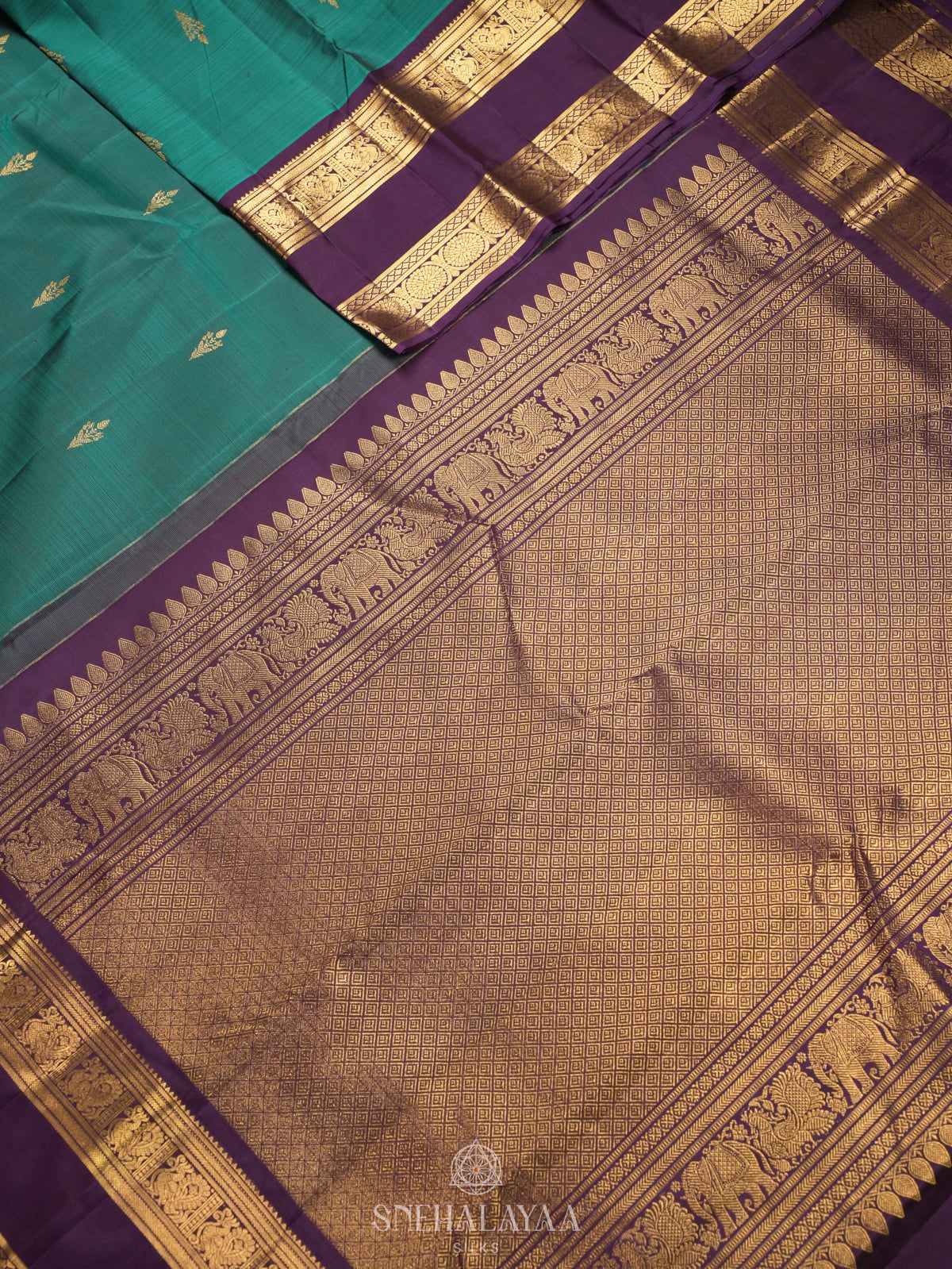 Teal Green Kanjivaram Silk Saree