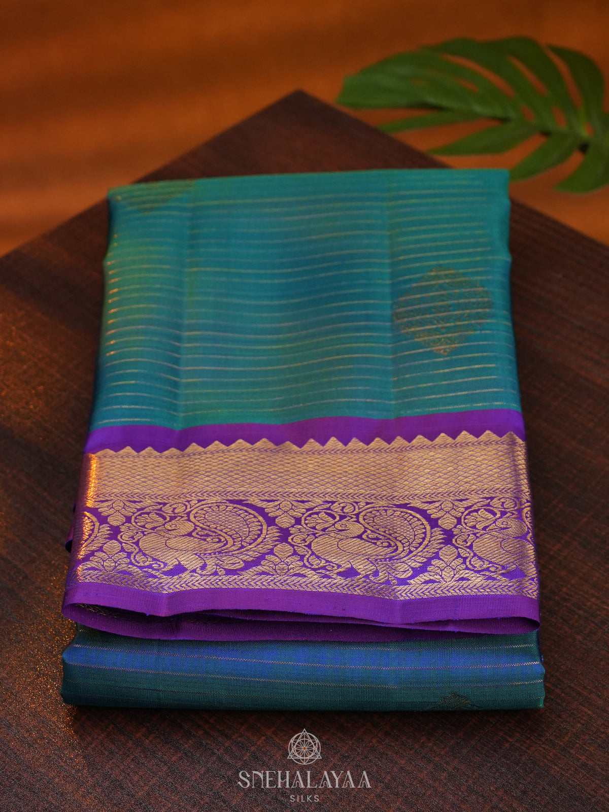 Peacock Blue Kanjivaram Silk Saree