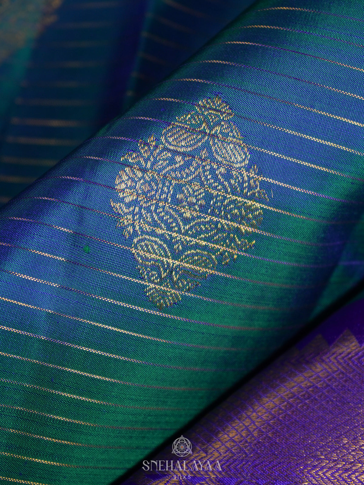Peacock Blue Kanjivaram Silk Saree