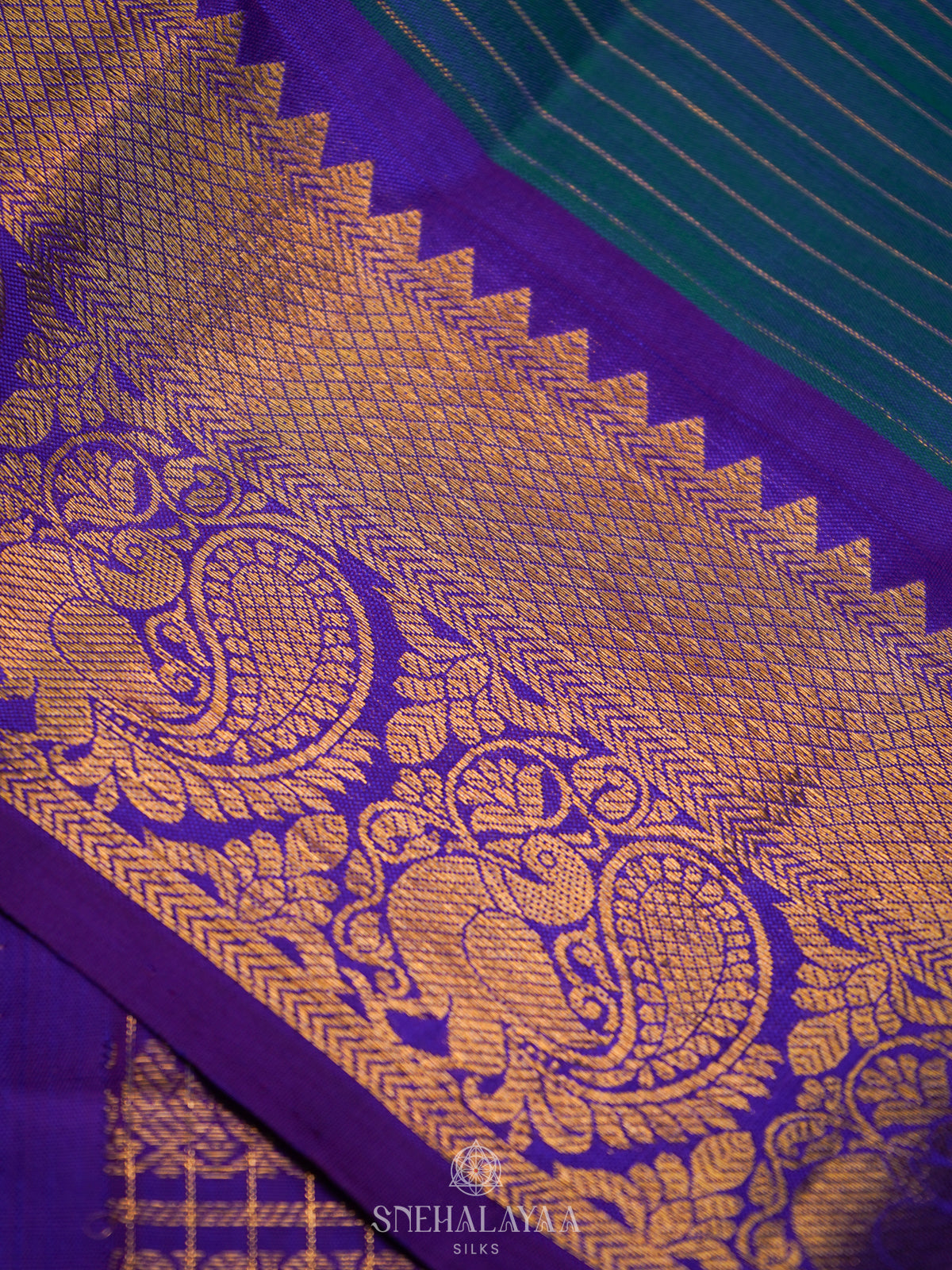 Peacock Blue Kanjivaram Silk Saree