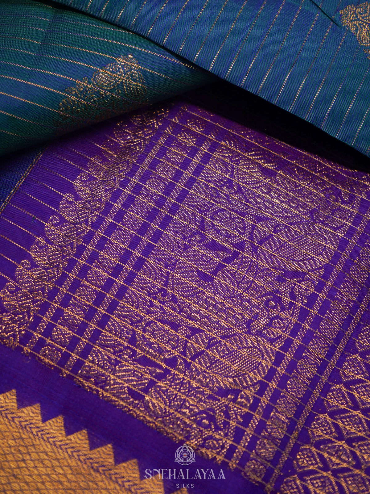 Peacock Blue Kanjivaram Silk Saree
