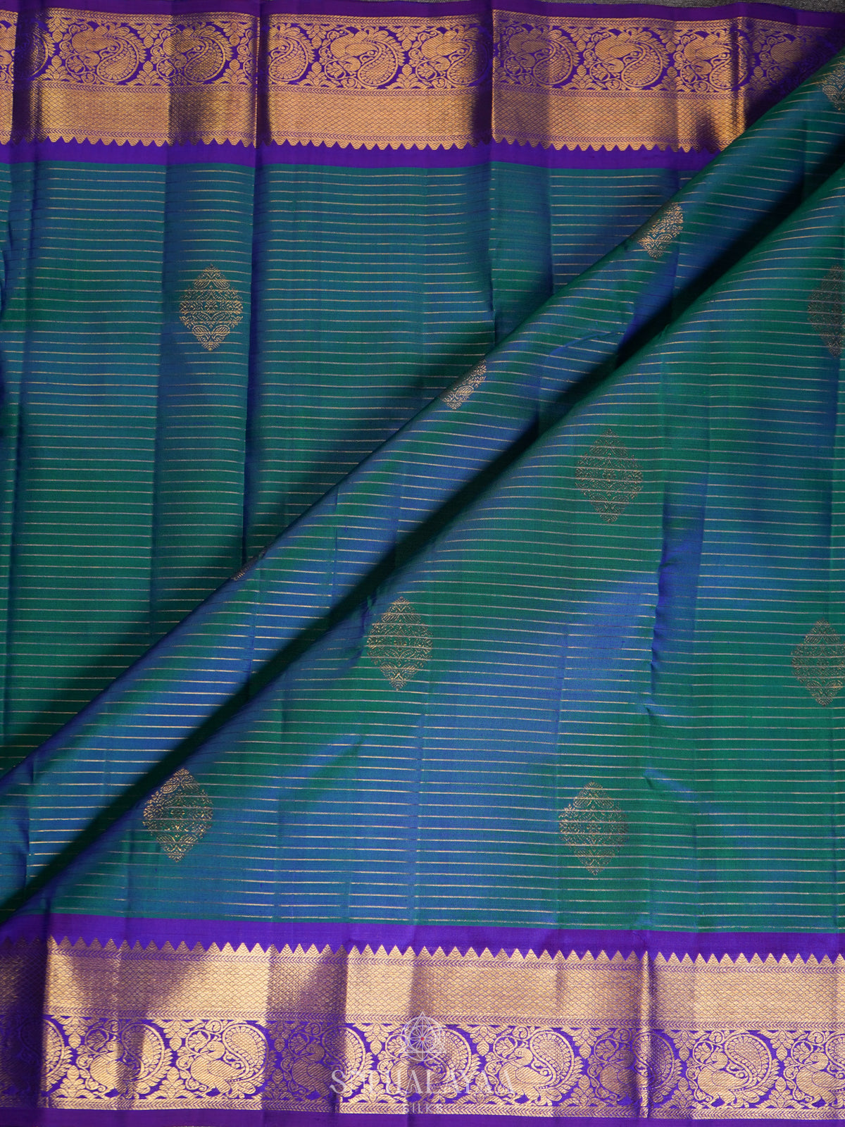 Peacock Blue Kanjivaram Silk Saree