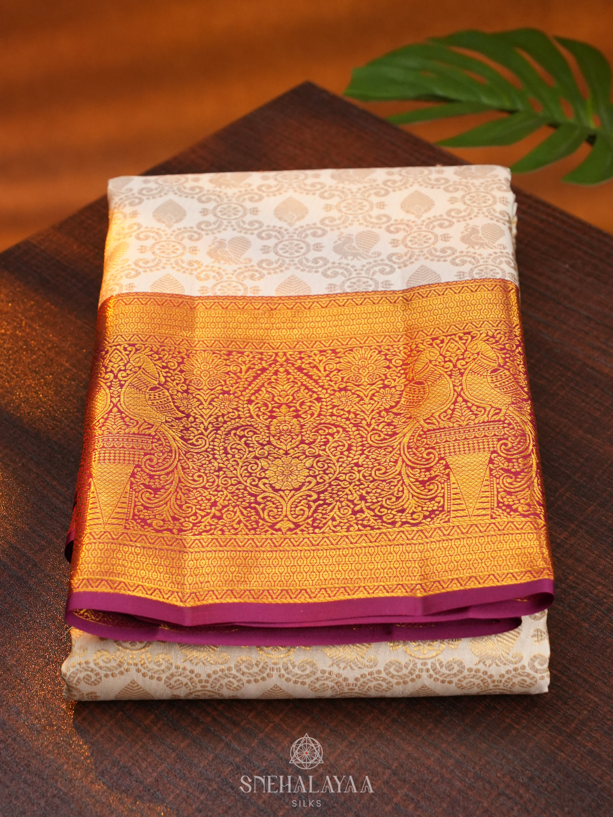 White Kanjivaram Silk Saree