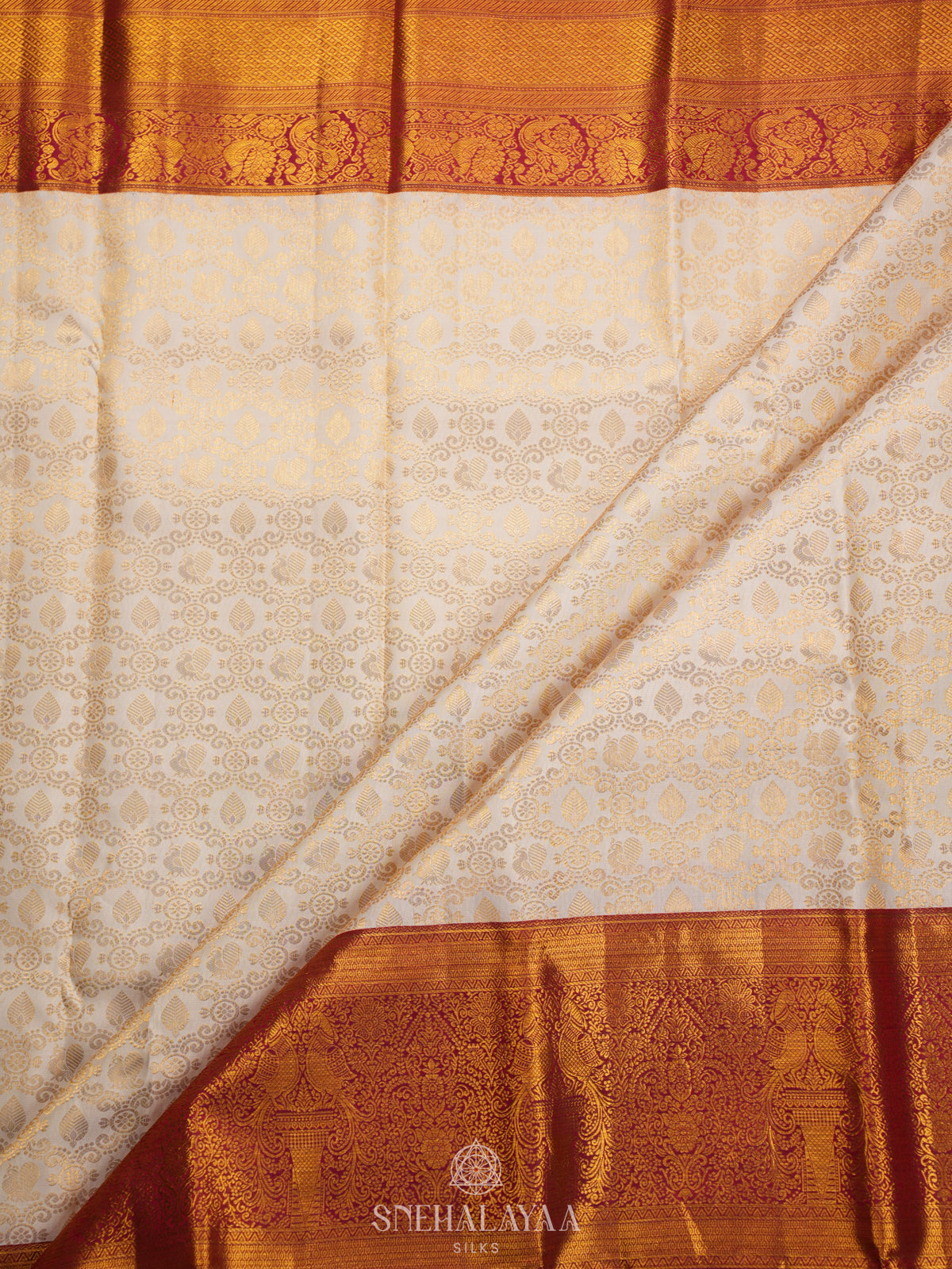 White Kanjivaram Silk Saree