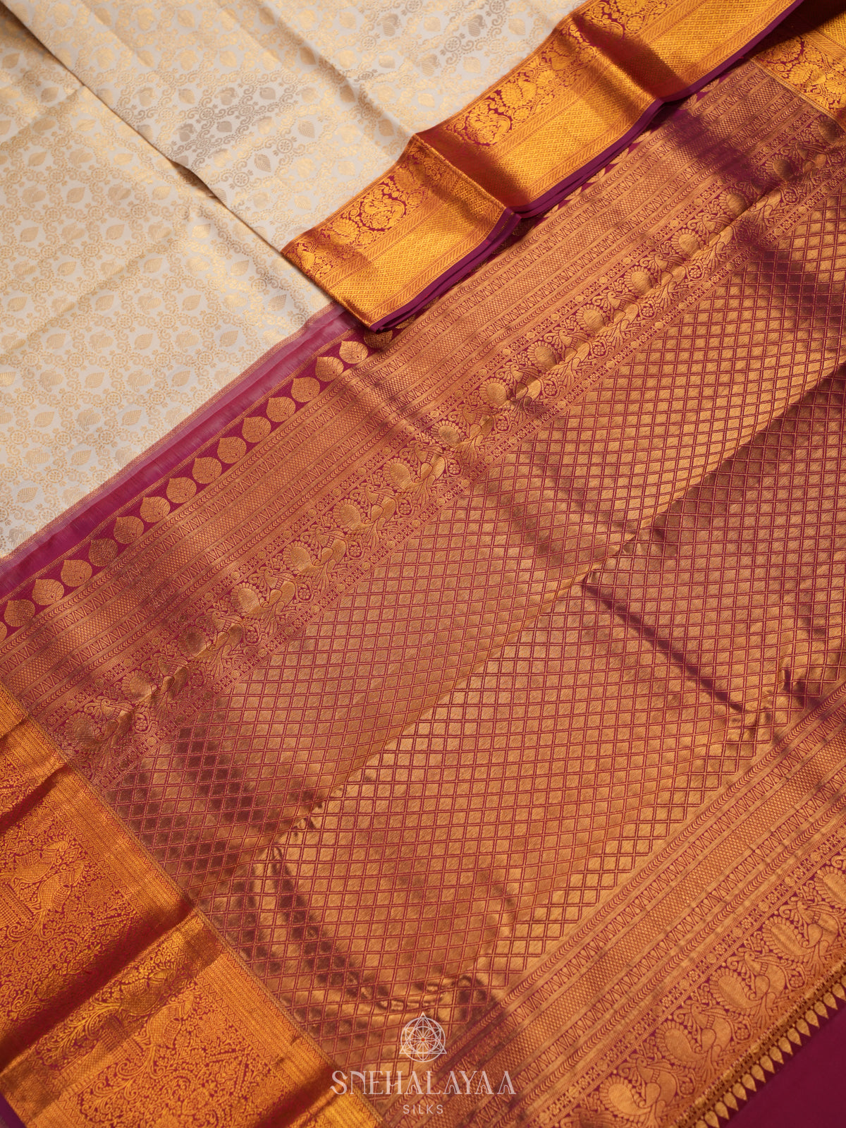 White Kanjivaram Silk Saree
