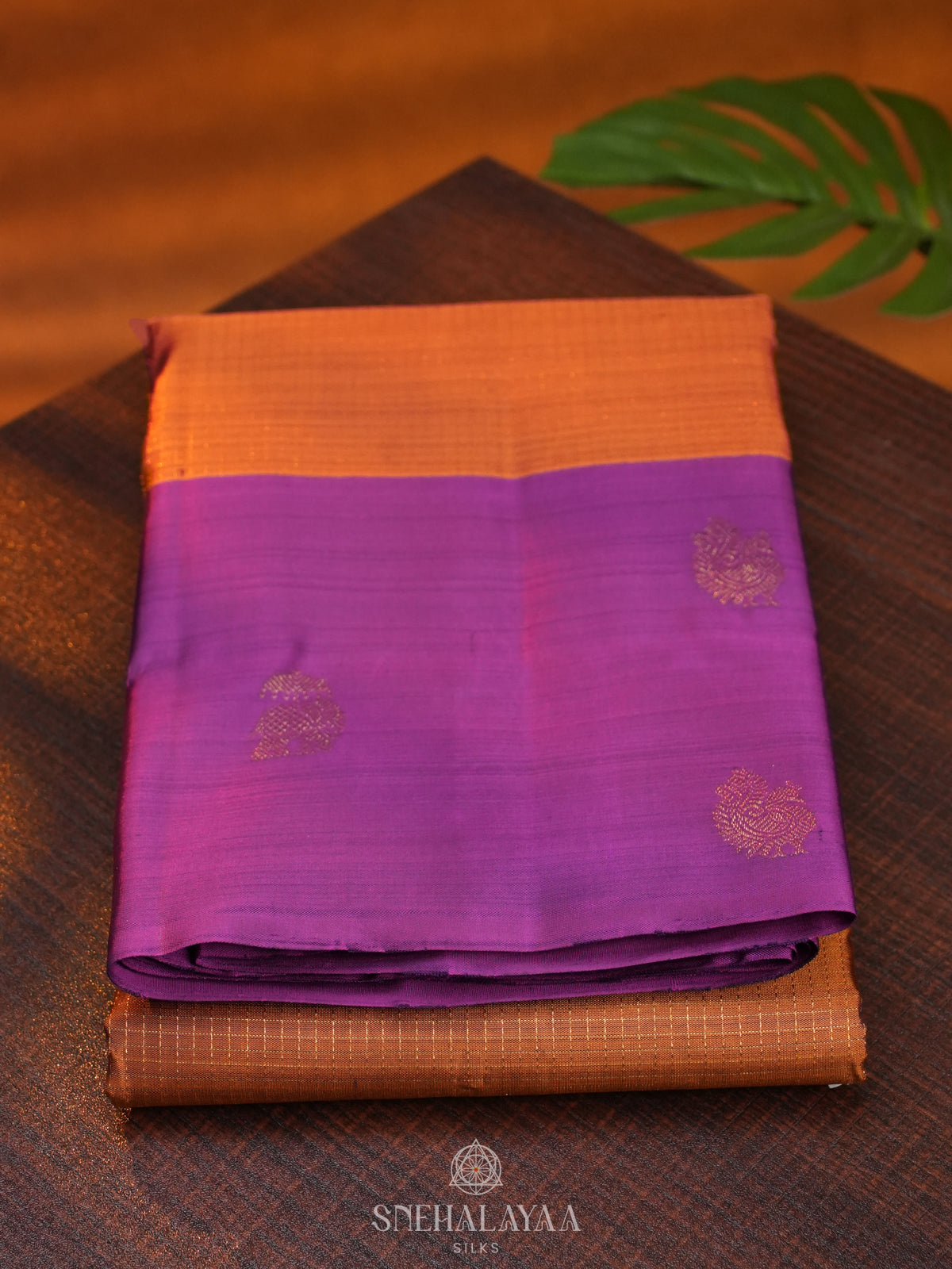 Burnt Orange Kanjivaram Silk Saree