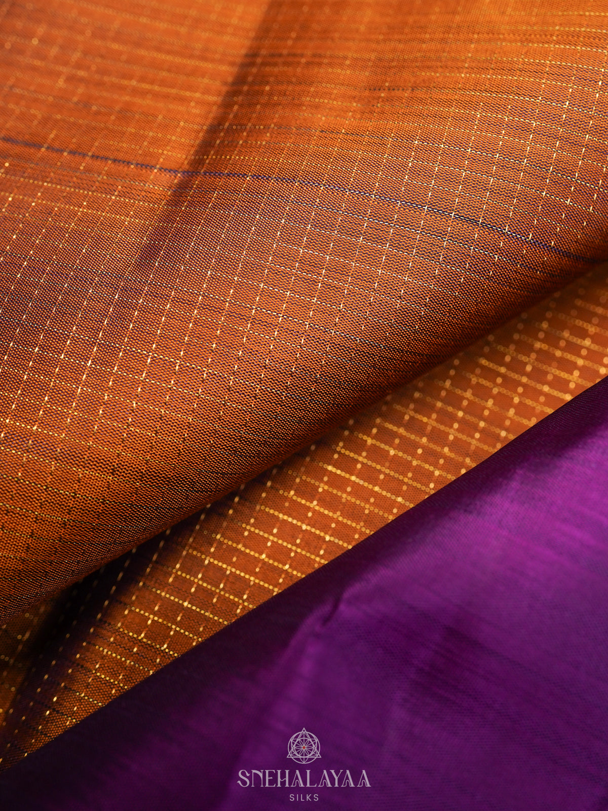 Burnt Orange Kanjivaram Silk Saree