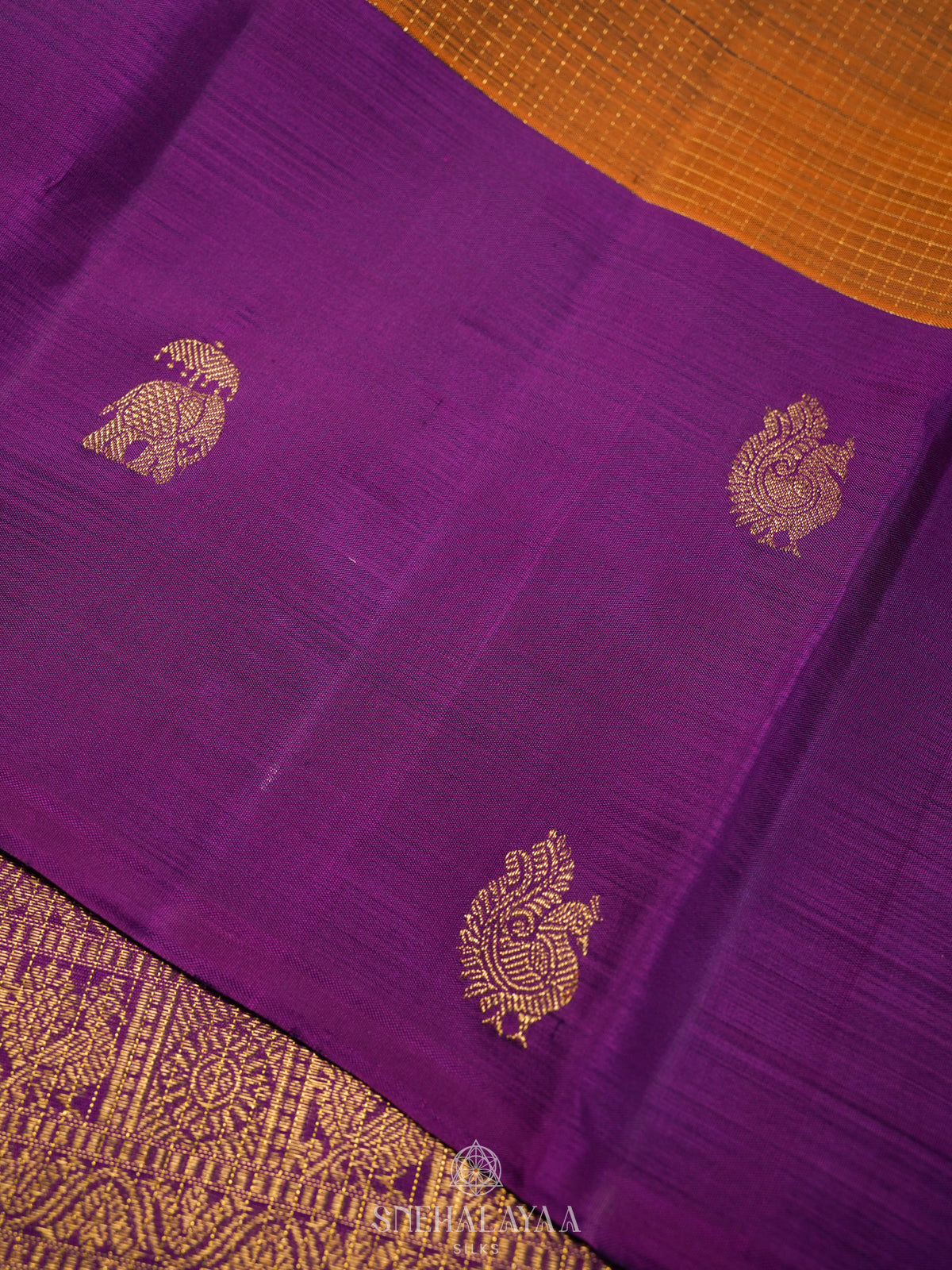 Burnt Orange Kanjivaram Silk Saree