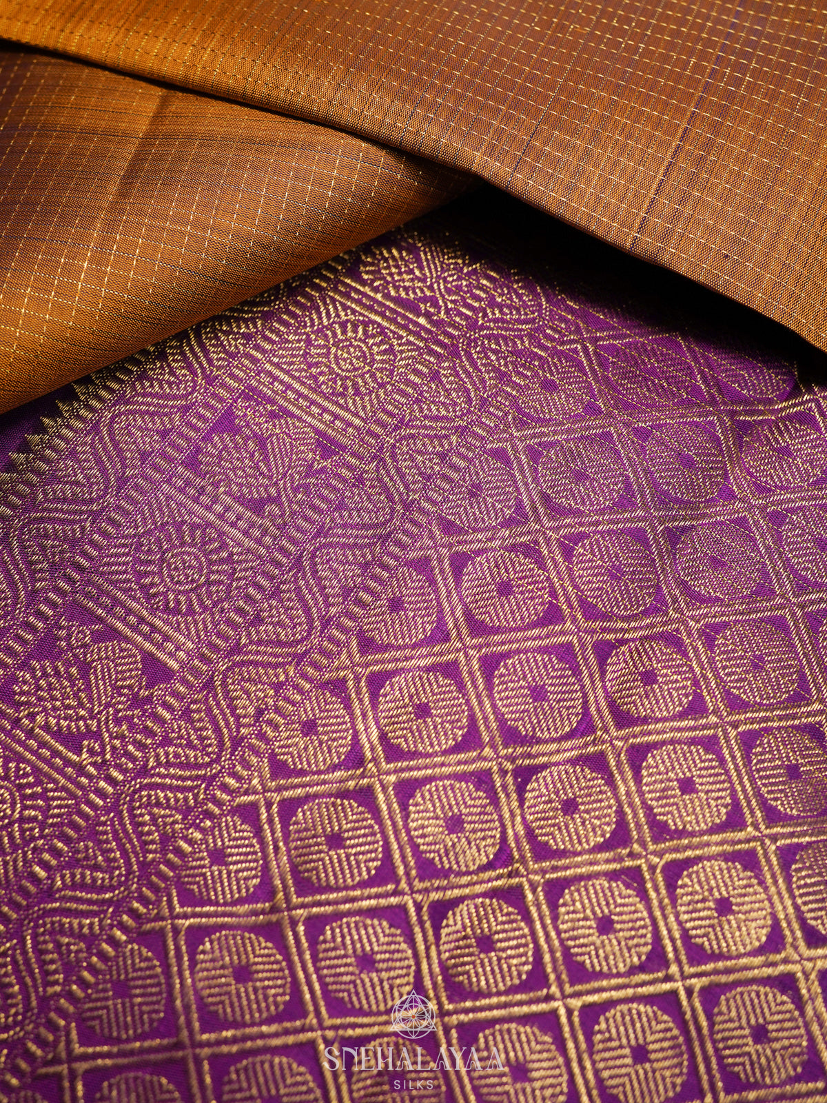 Burnt Orange Kanjivaram Silk Saree