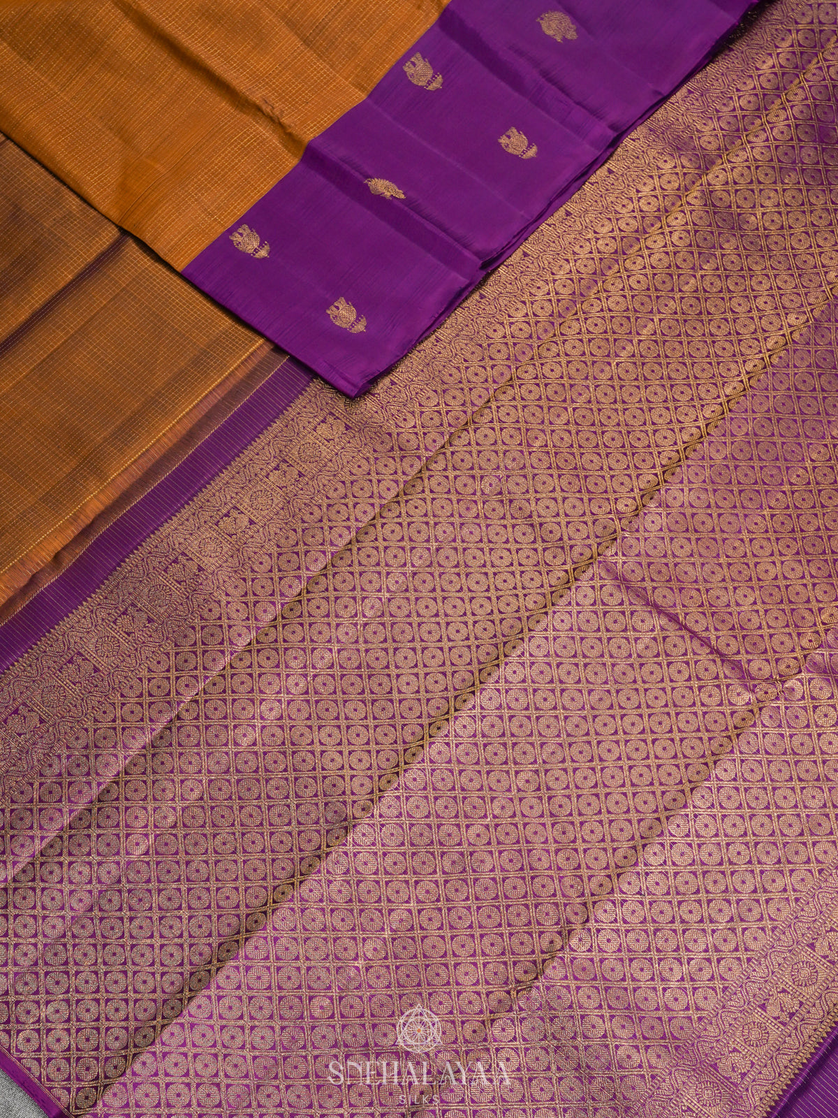 Burnt Orange Kanjivaram Silk Saree