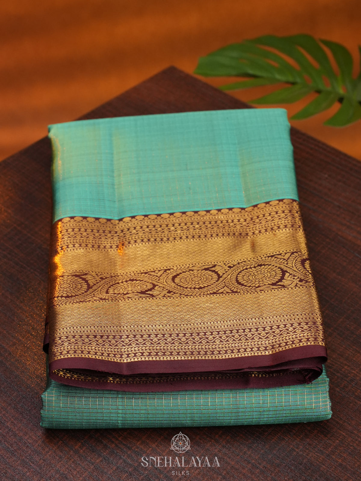 Teal Blue Kanjivaram Silk Saree