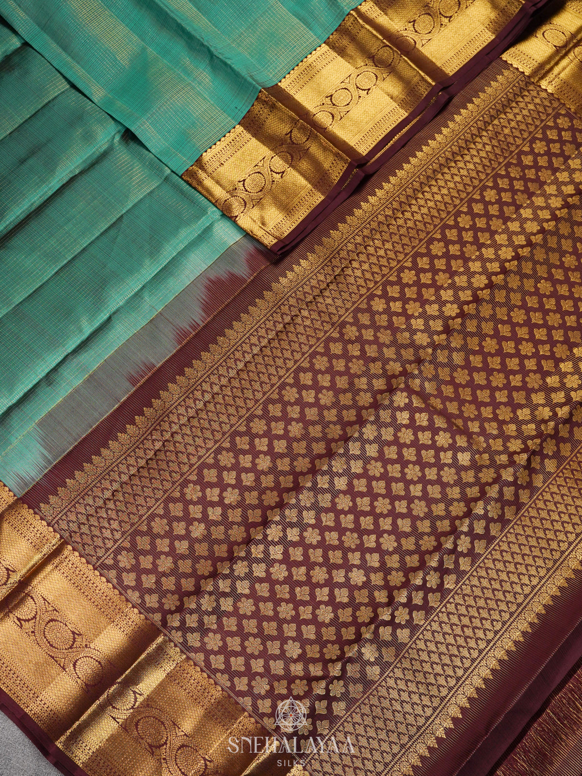 Teal Blue Kanjivaram Silk Saree
