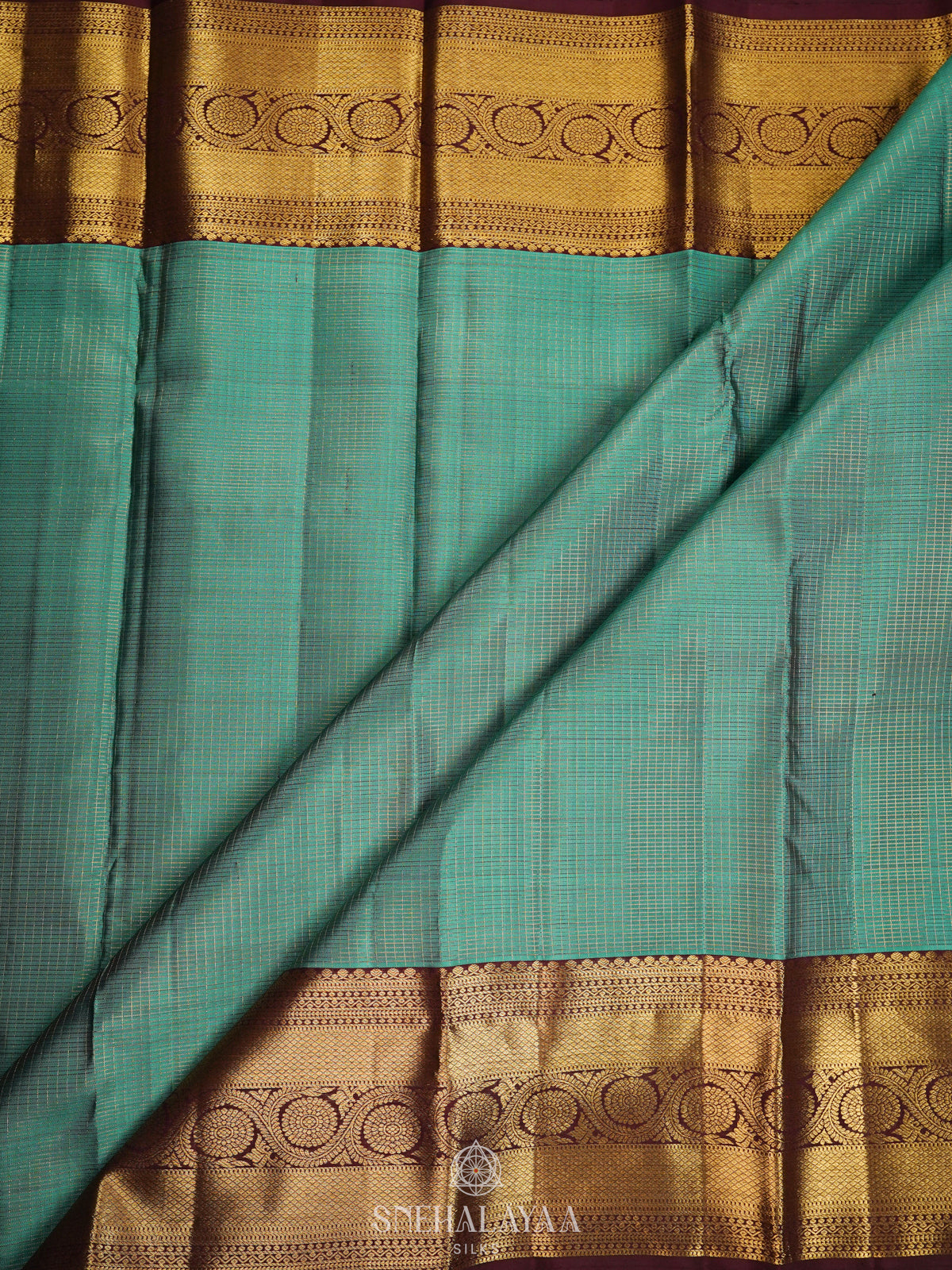Teal Blue Kanjivaram Silk Saree