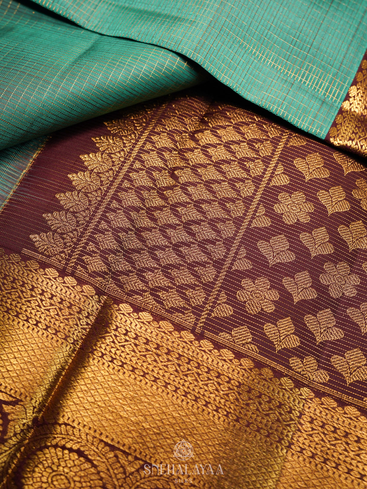 Teal Blue Kanjivaram Silk Saree