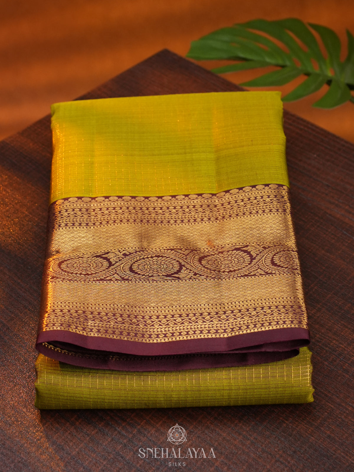 Lime Green Kanjivaram Silk Saree