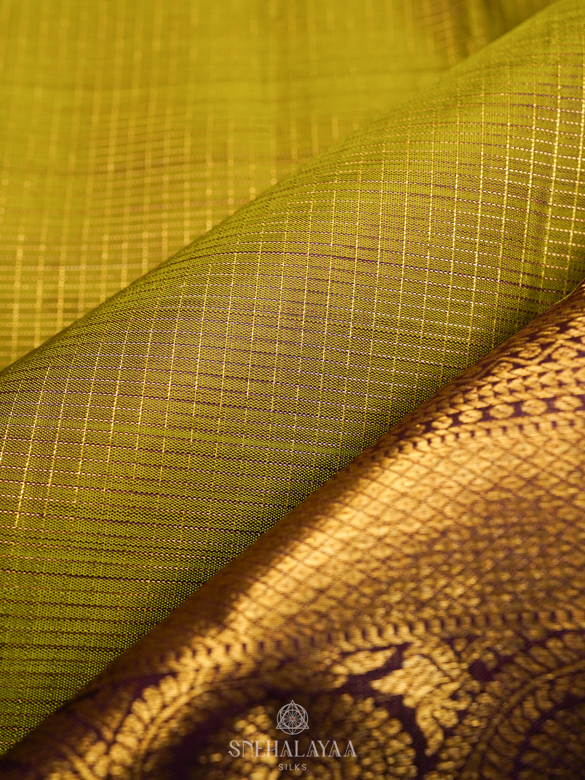 Lime Green Kanjivaram Silk Saree