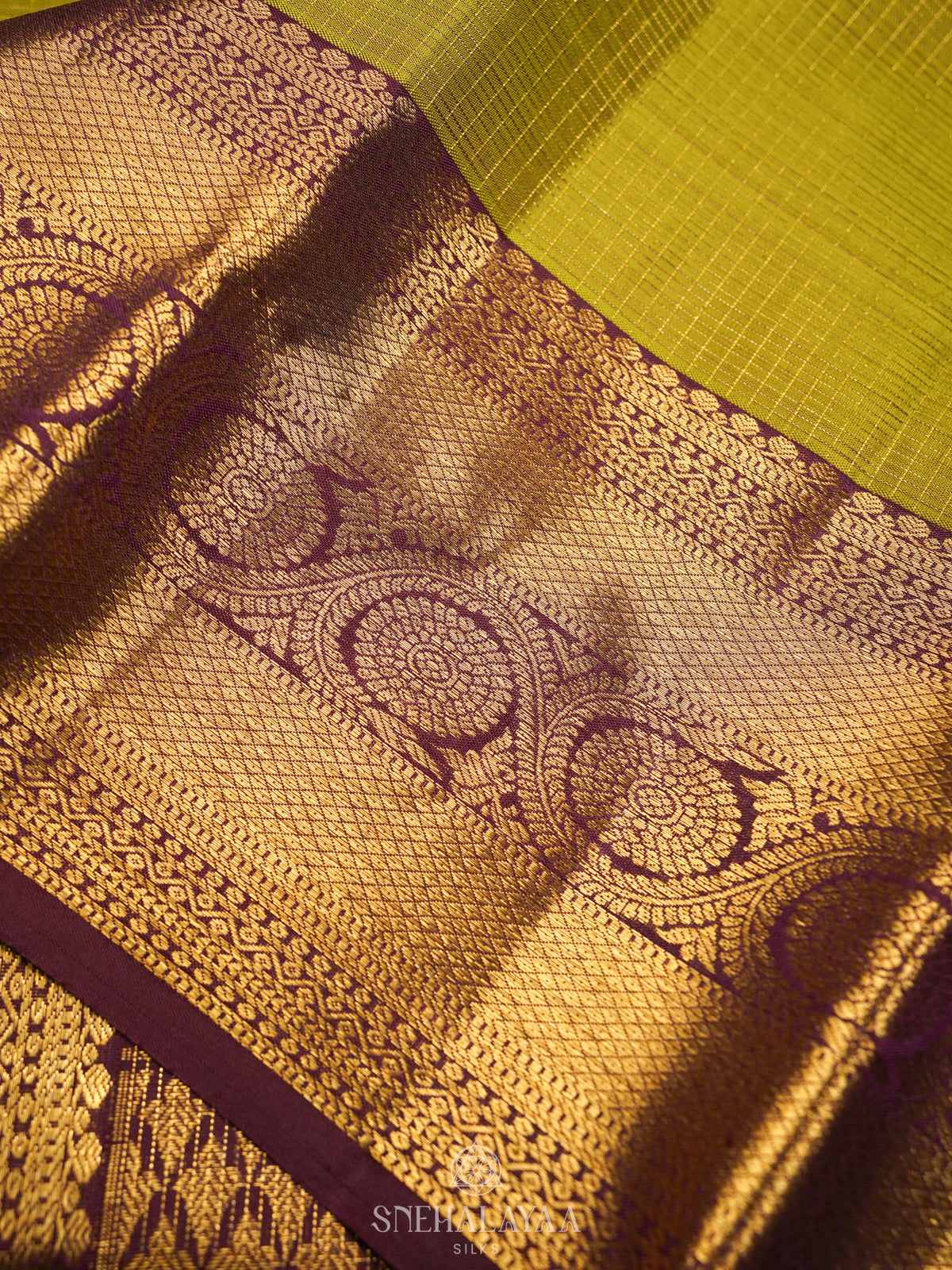 Lime Green Kanjivaram Silk Saree