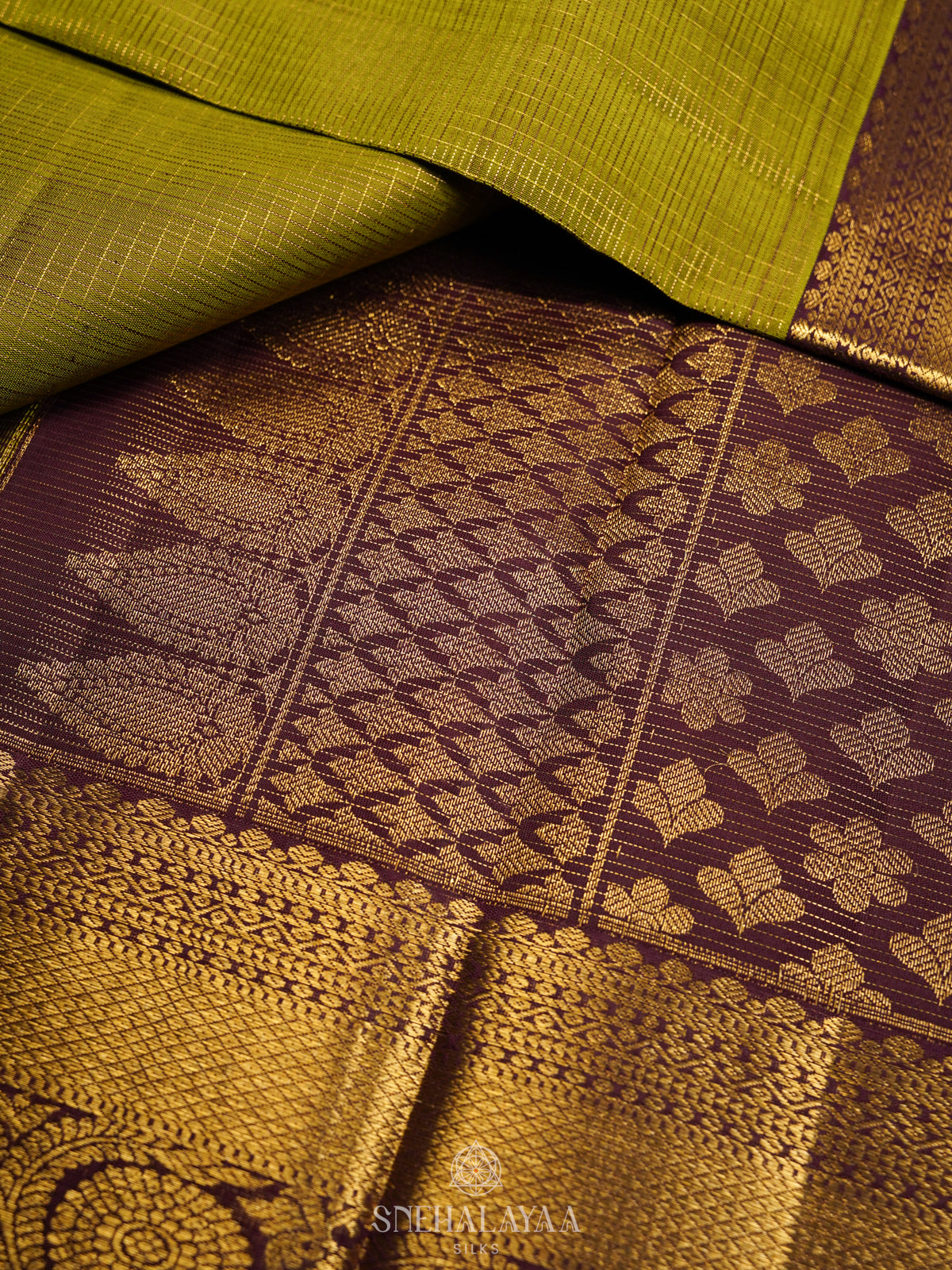 Lime Green Kanjivaram Silk Saree