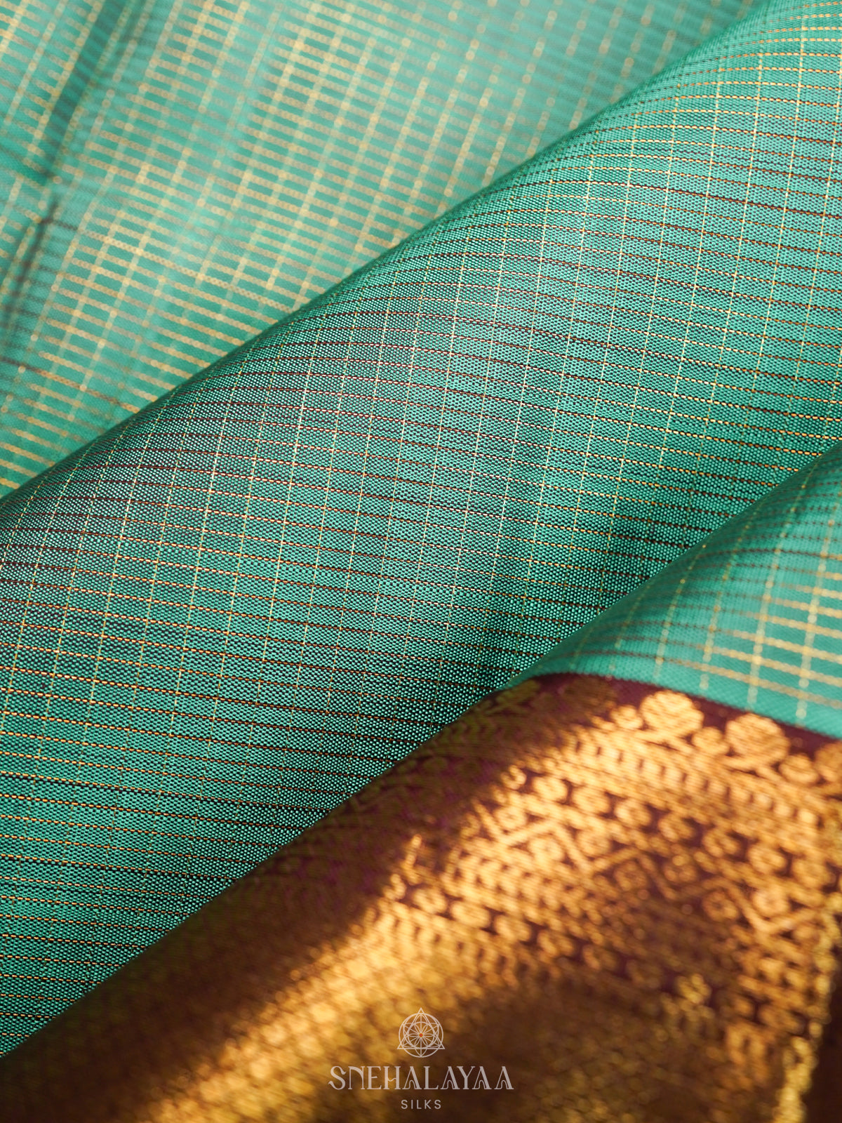 Teal Blue Kanjivaram Silk Saree