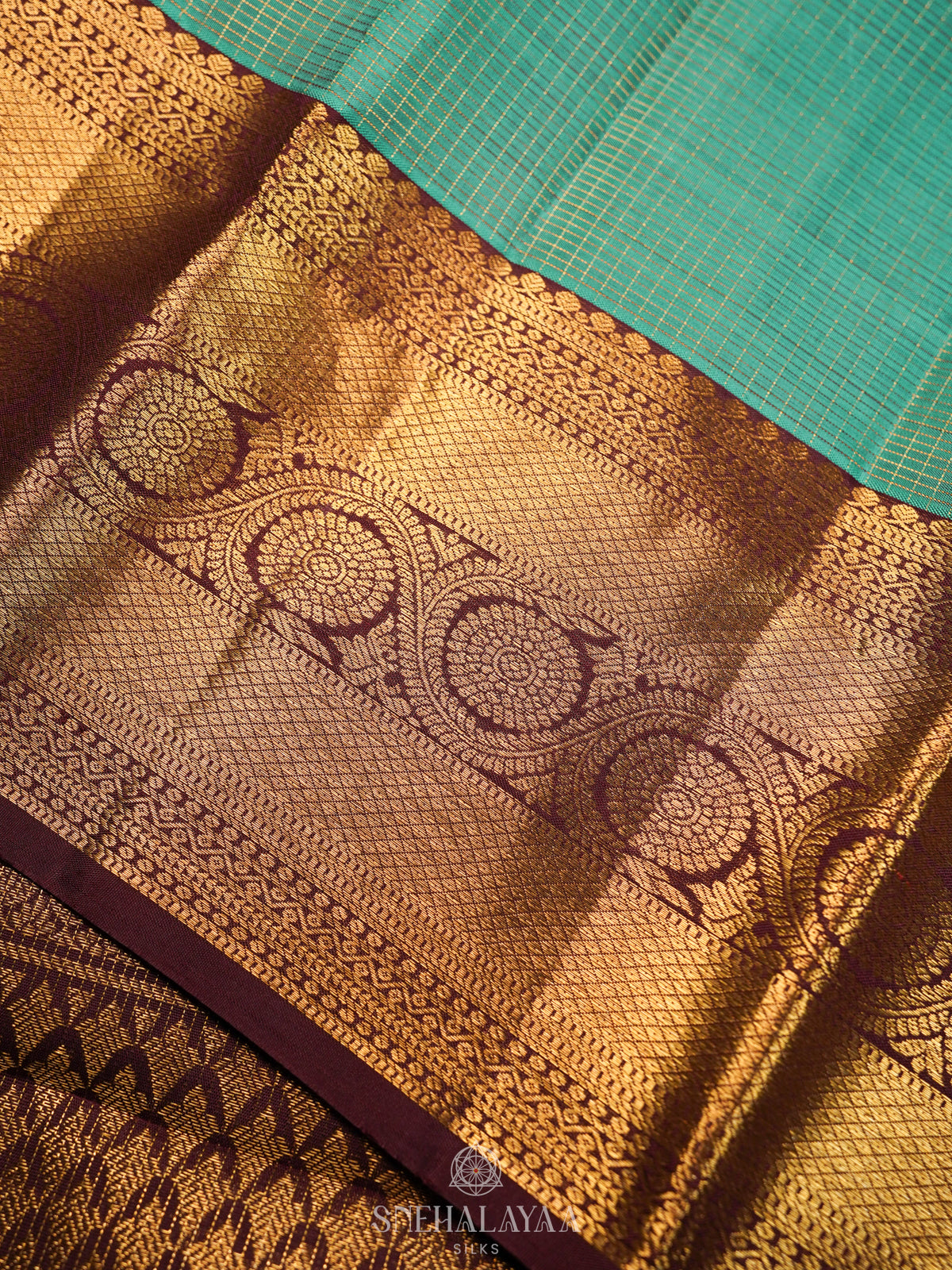 Teal Blue Kanjivaram Silk Saree
