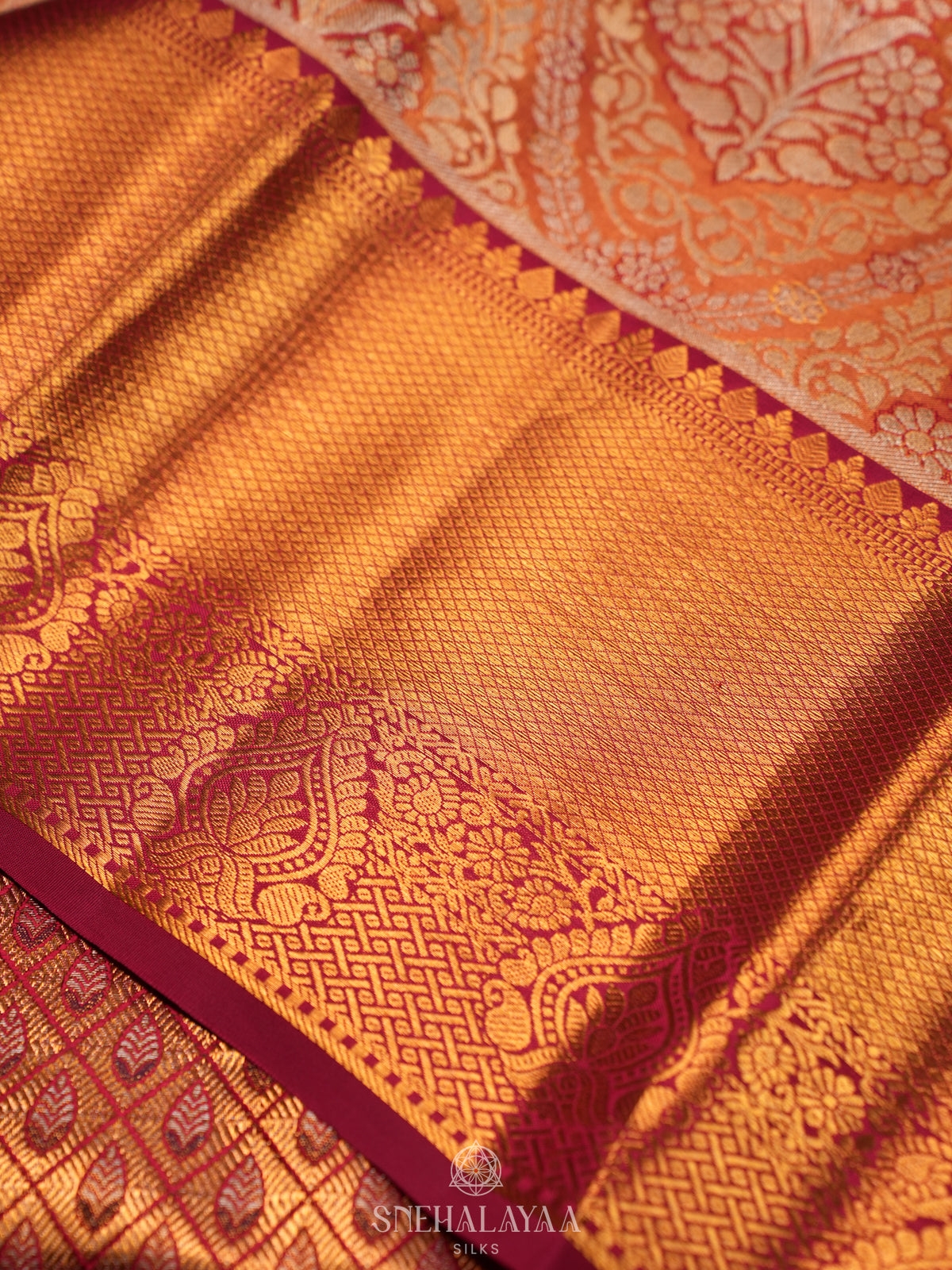 Orange Tissue Kanjivaram Silk Saree