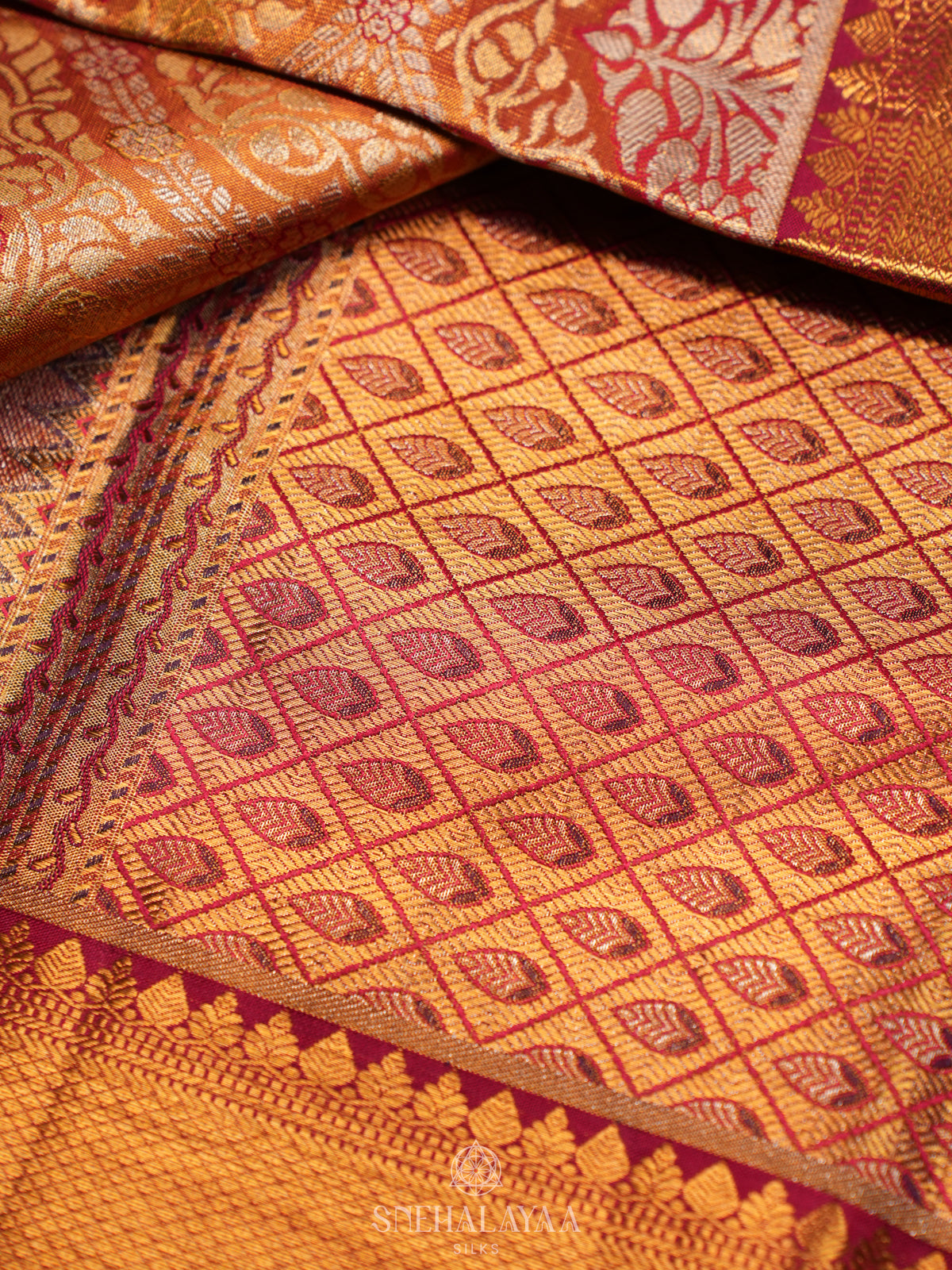 Orange Tissue Kanjivaram Silk Saree