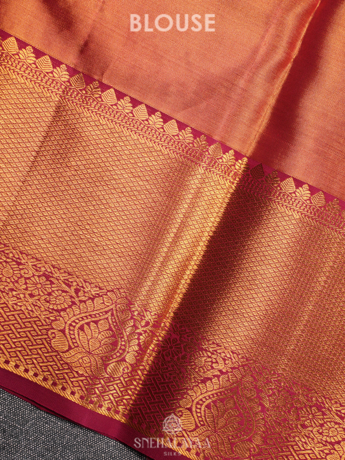 Orange Tissue Kanjivaram Silk Saree