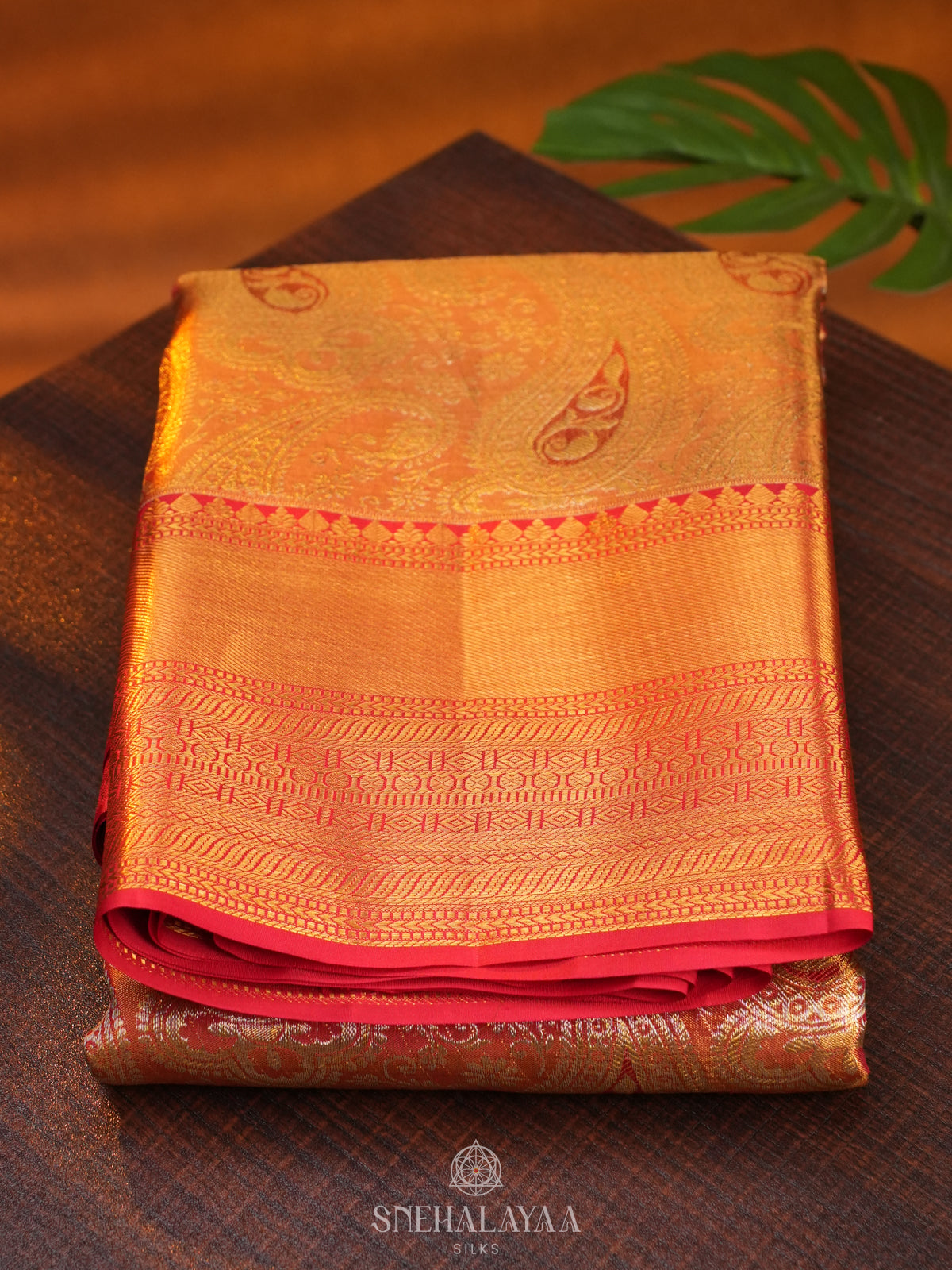 Orange Tissue Kanjivaram Silk Saree