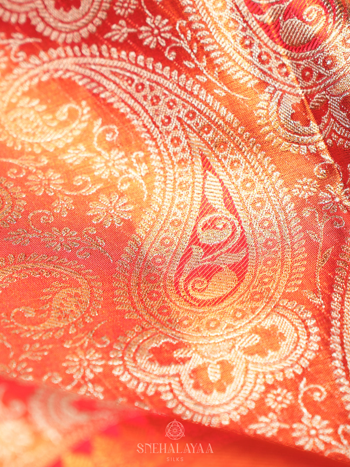 Orange Tissue Kanjivaram Silk Saree
