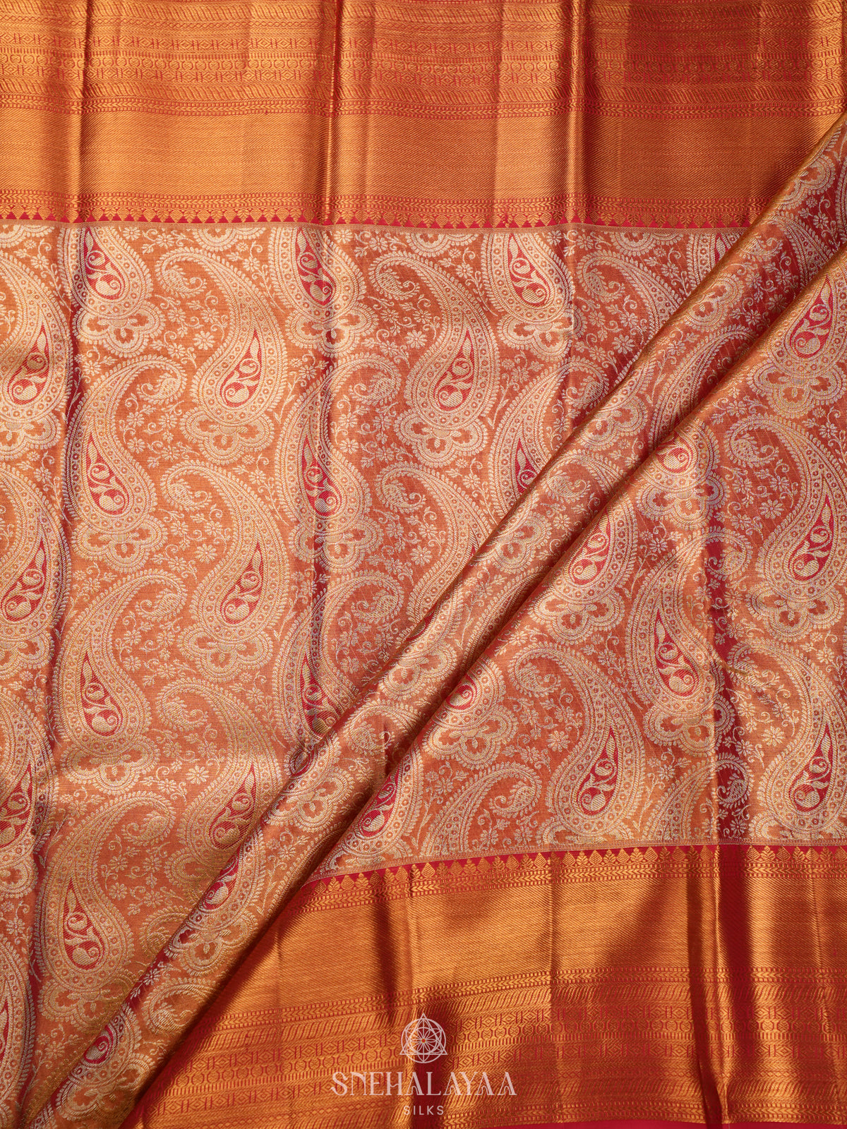 Orange Tissue Kanjivaram Silk Saree