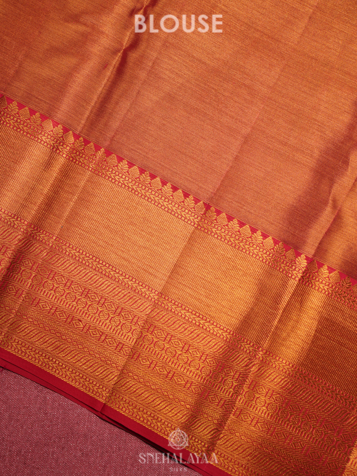 Orange Tissue Kanjivaram Silk Saree
