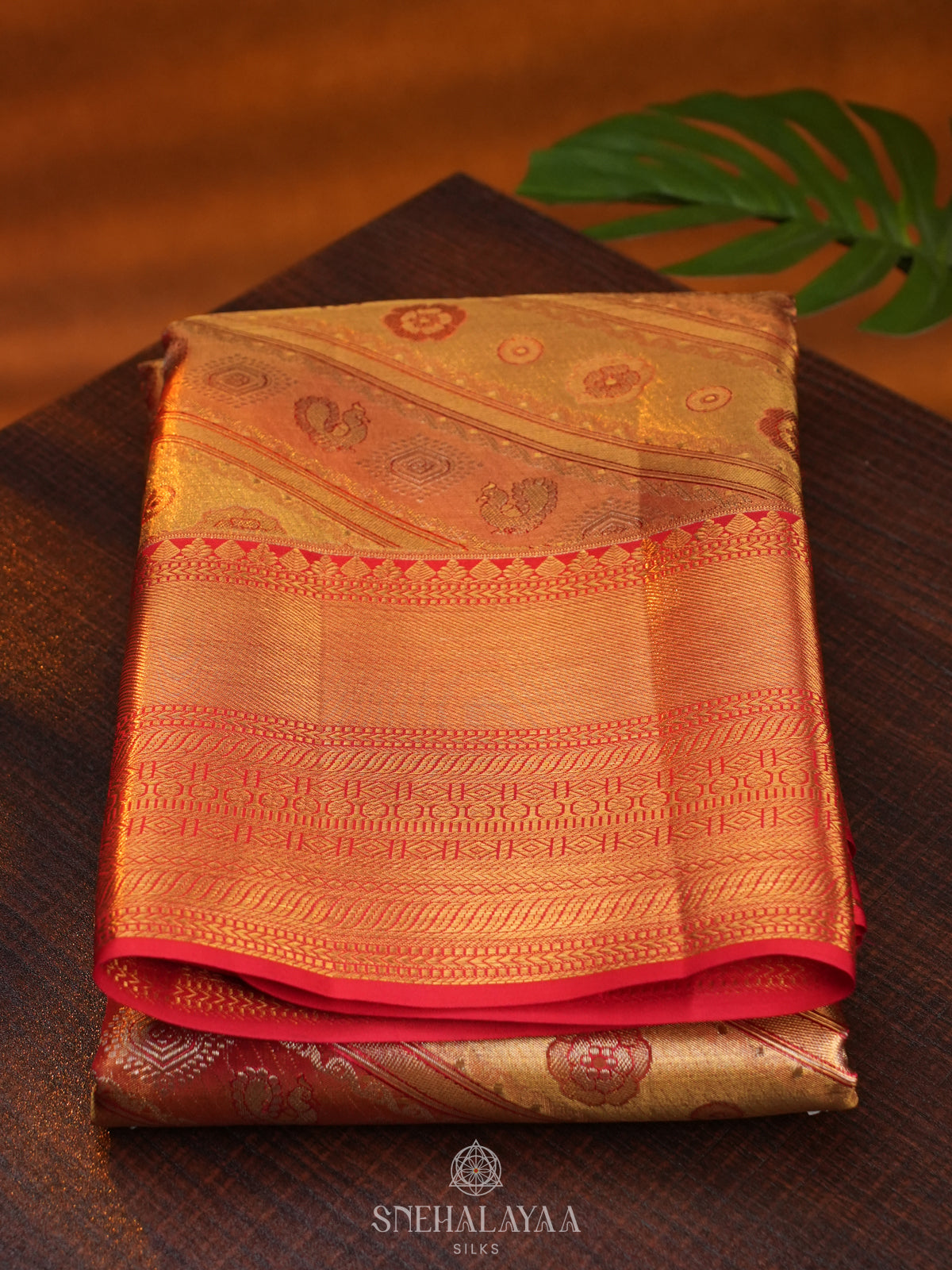 Beige Gold Tissue Kanjivaram Silk Saree