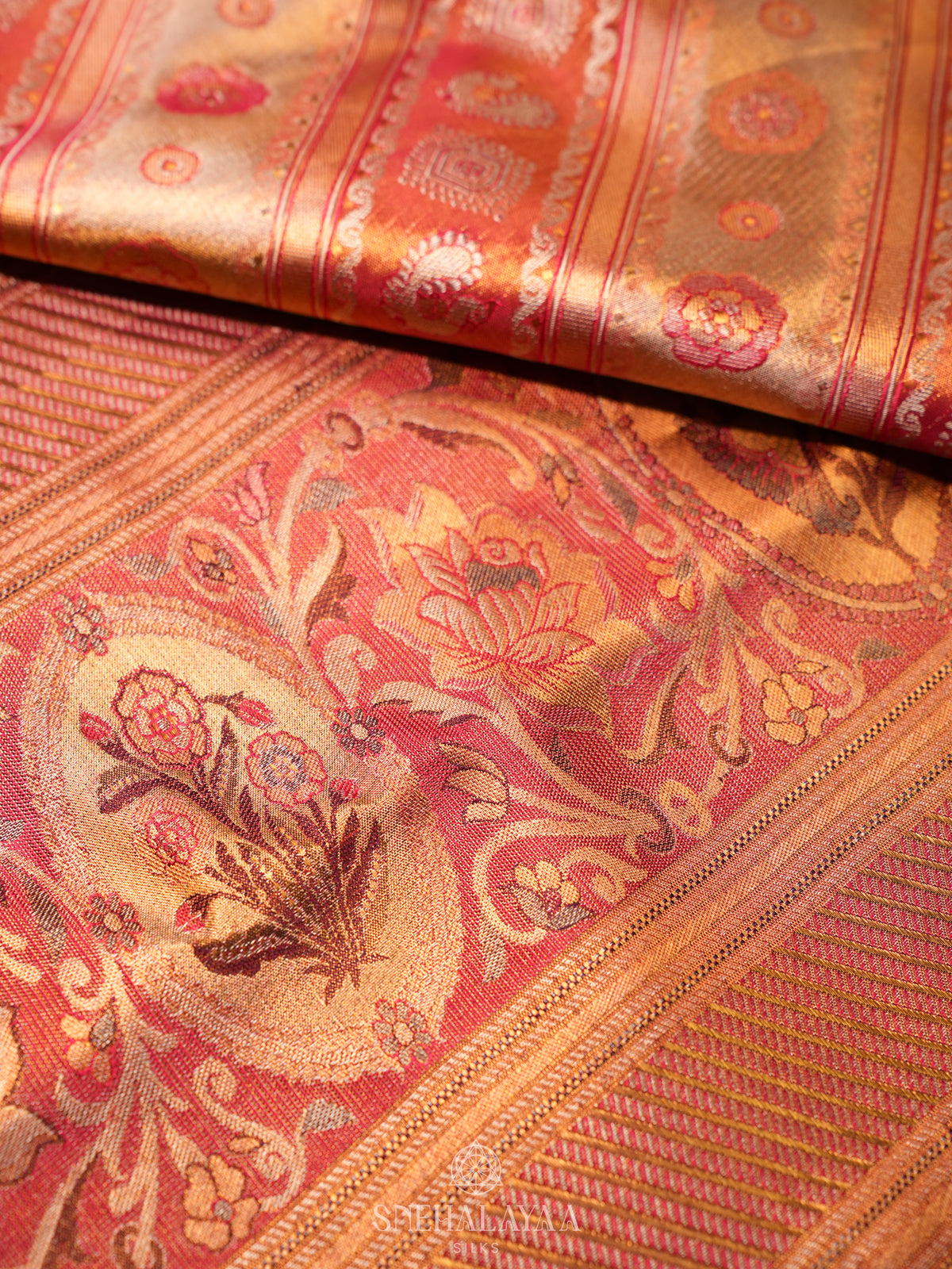Beige Gold Tissue Kanjivaram Silk Saree