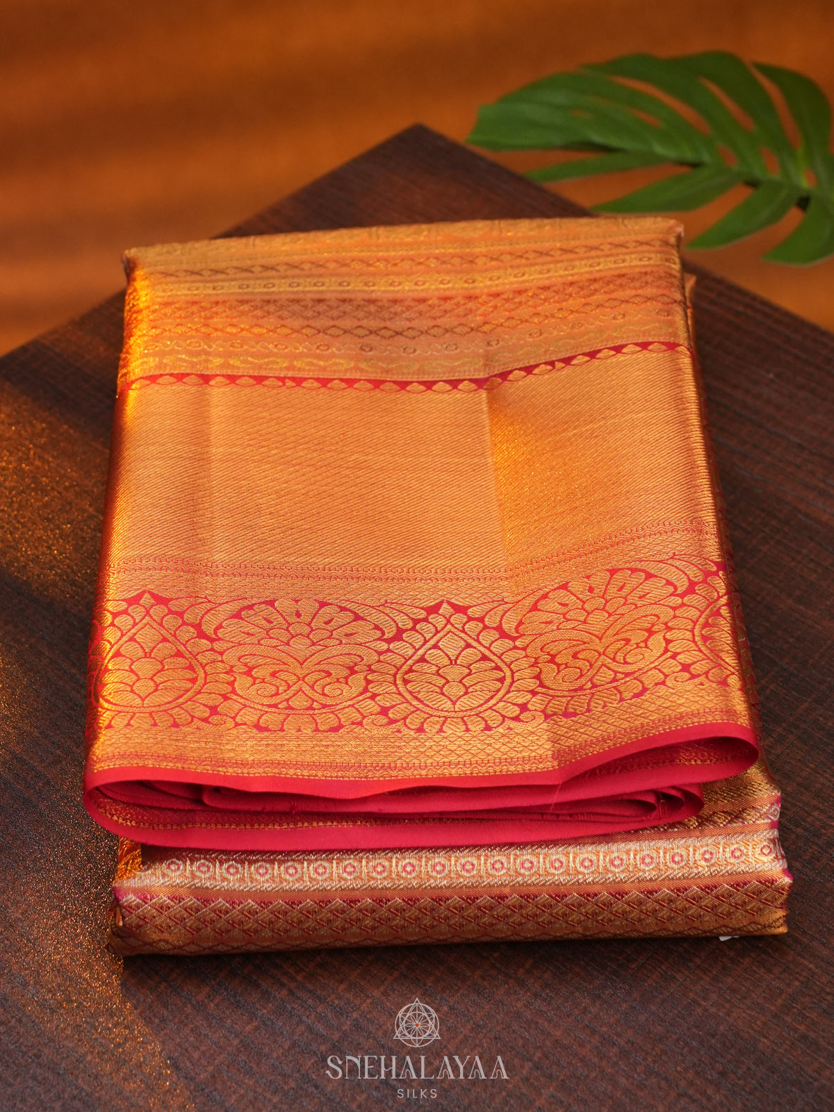 Rose Pink Tissue Kanjivaram Silk Saree