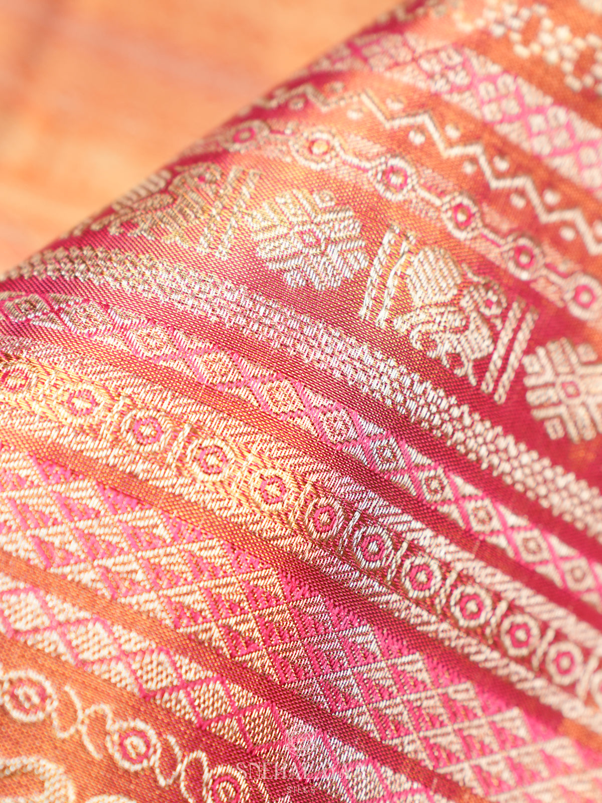 Rose Pink Tissue Kanjivaram Silk Saree