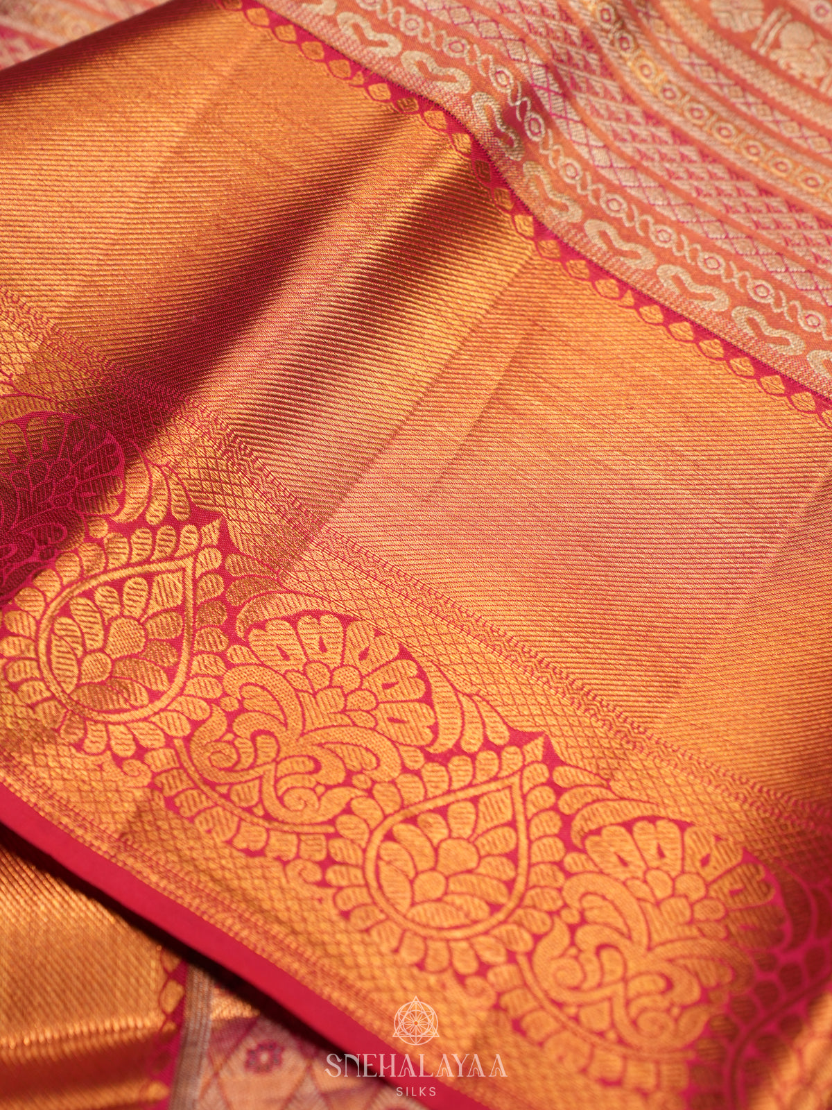 Rose Pink Tissue Kanjivaram Silk Saree