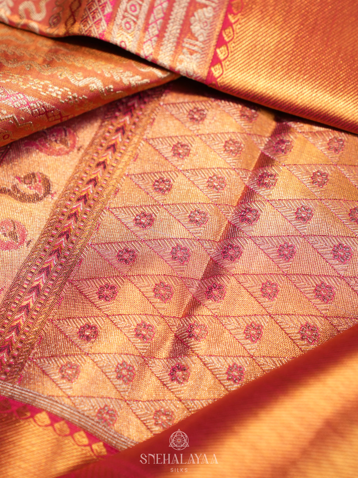Rose Pink Tissue Kanjivaram Silk Saree
