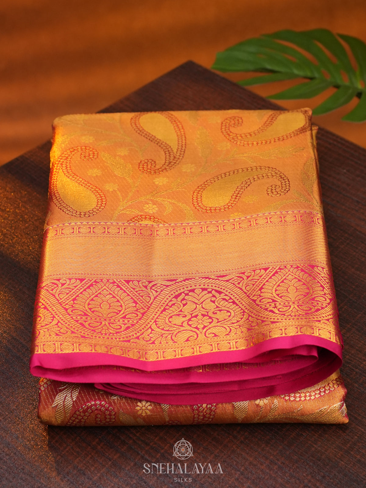Rose Pink Tissue Kanjivaram Silk Saree